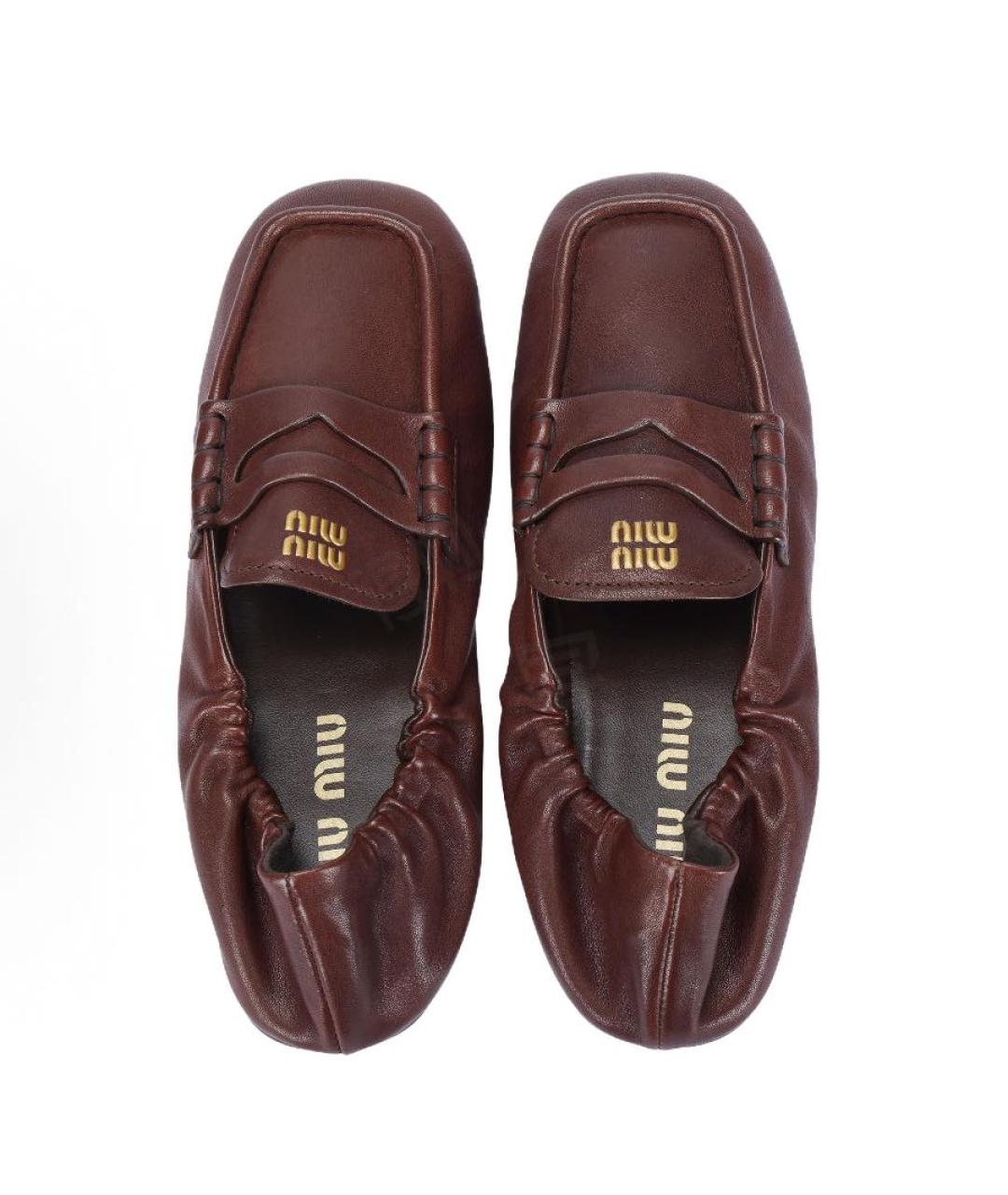 MIU MIU Коричневые кожаные туфли, фото 3