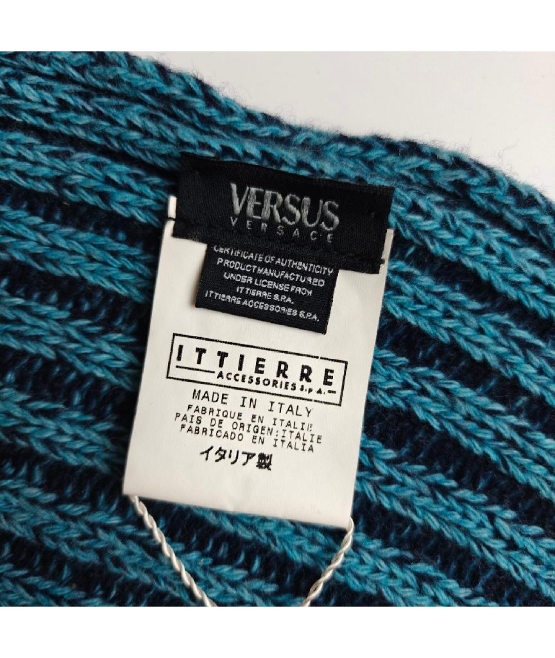 VERSUS VERSACE Бирюзовый шерстяной шарф, фото 4