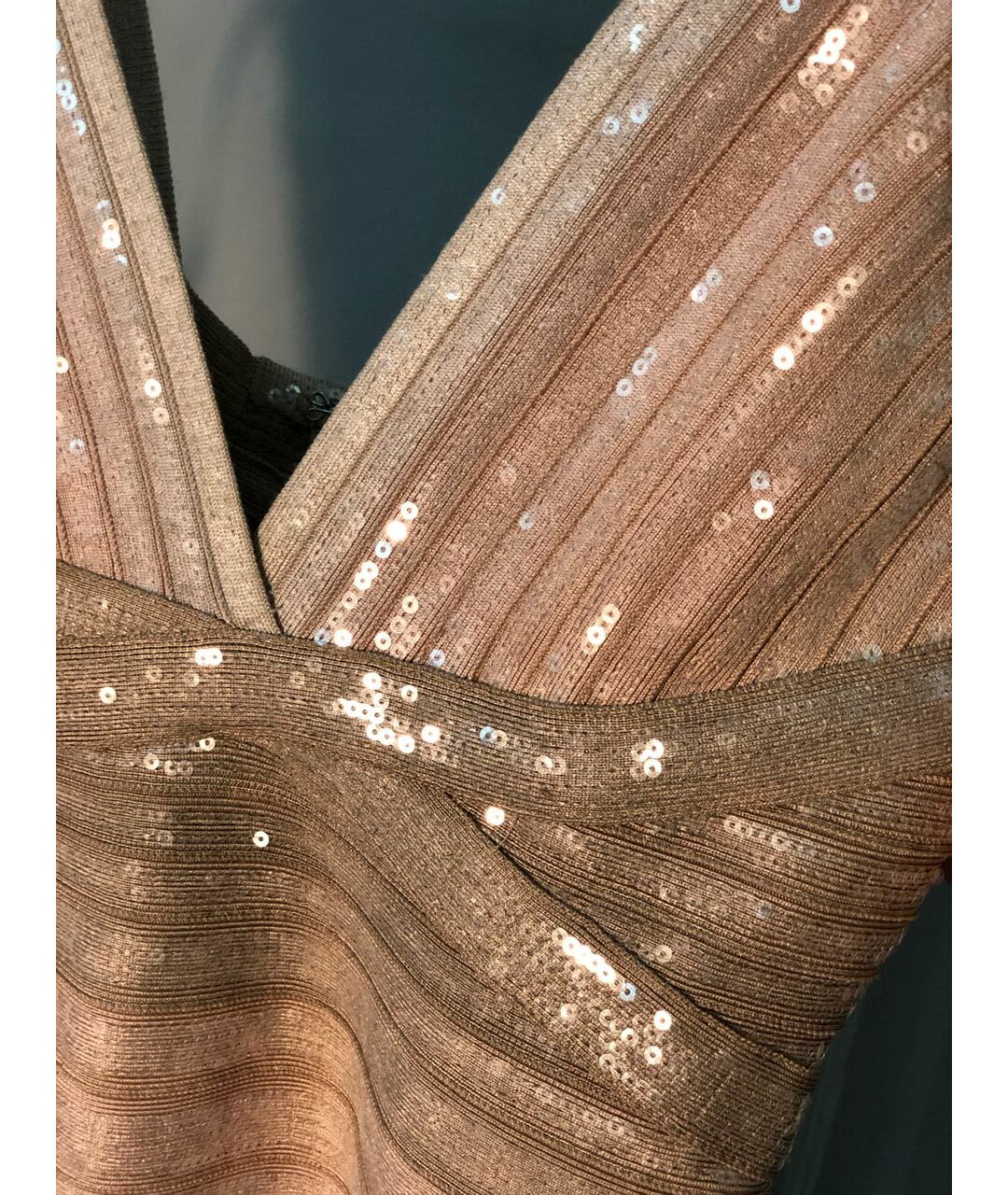 HERVE LEGER Бежевое вечернее платье, фото 6