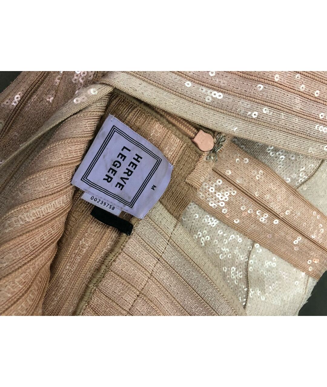 HERVE LEGER Бежевое вечернее платье, фото 3