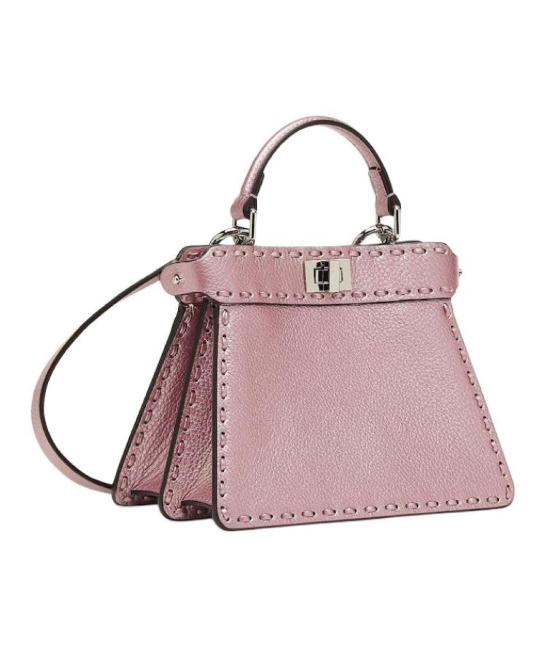 FENDI Розовая кожаная сумка через плечо, фото 2