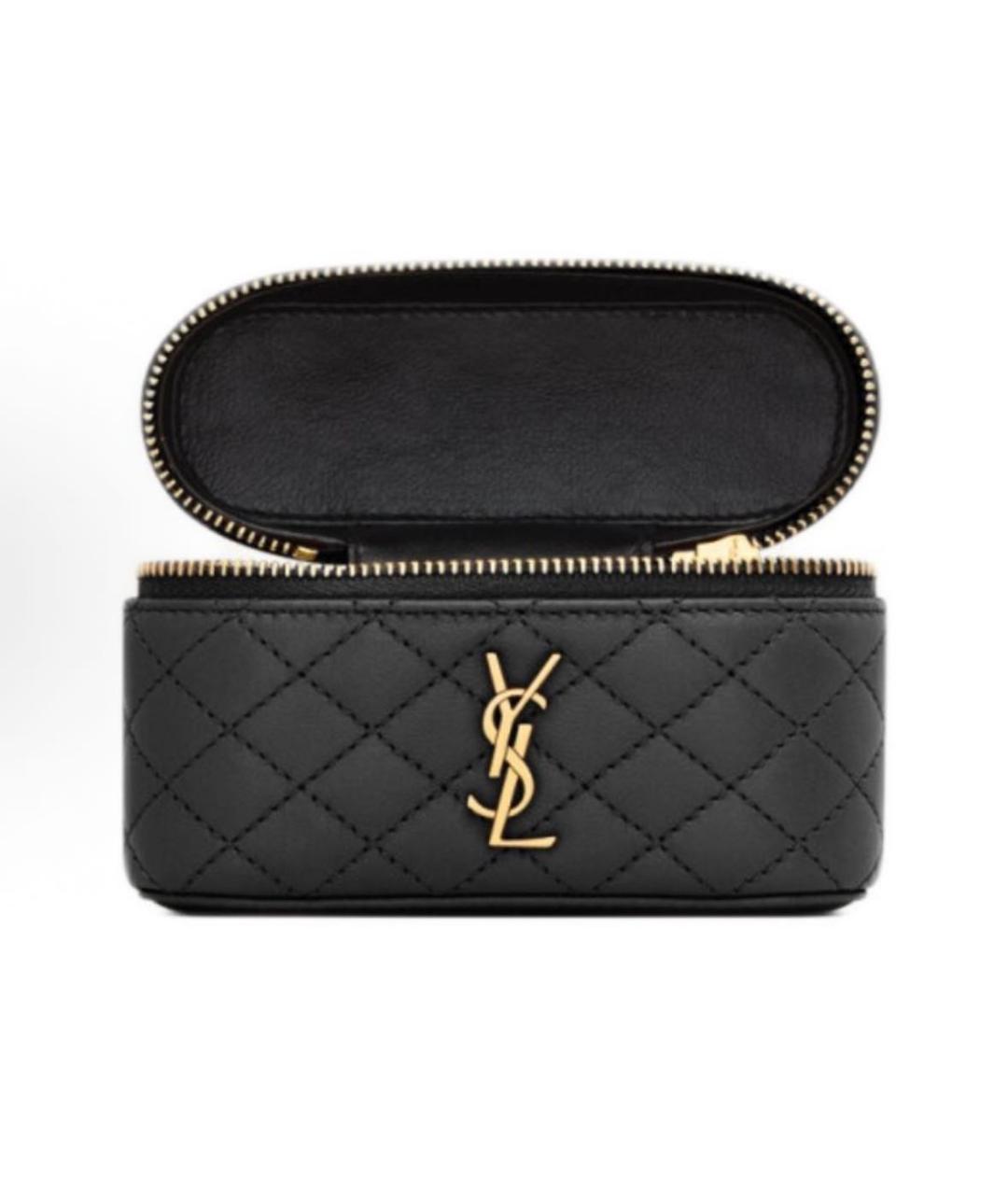 SAINT LAURENT Черная кожаная сумка через плечо, фото 2