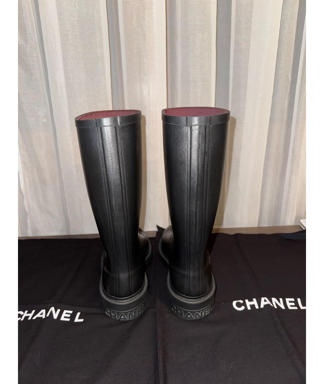CHANEL Черные резиновые сапоги, фото 3