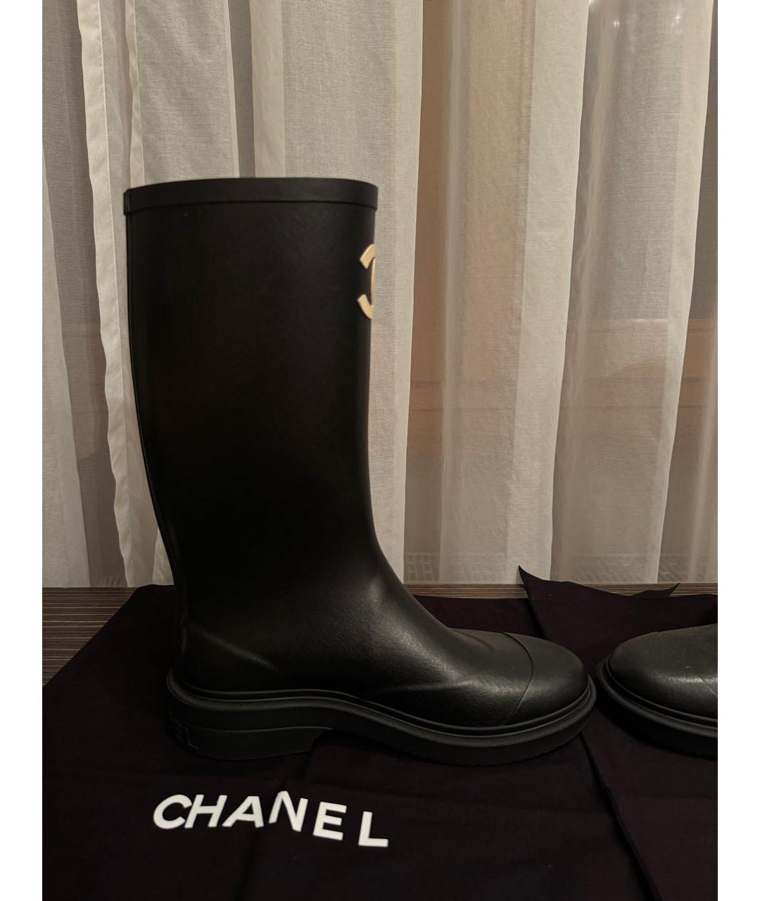 CHANEL Черные резиновые сапоги, фото 4