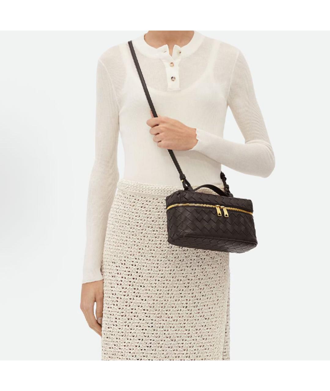 BOTTEGA VENETA Черная кожаная сумка через плечо, фото 4