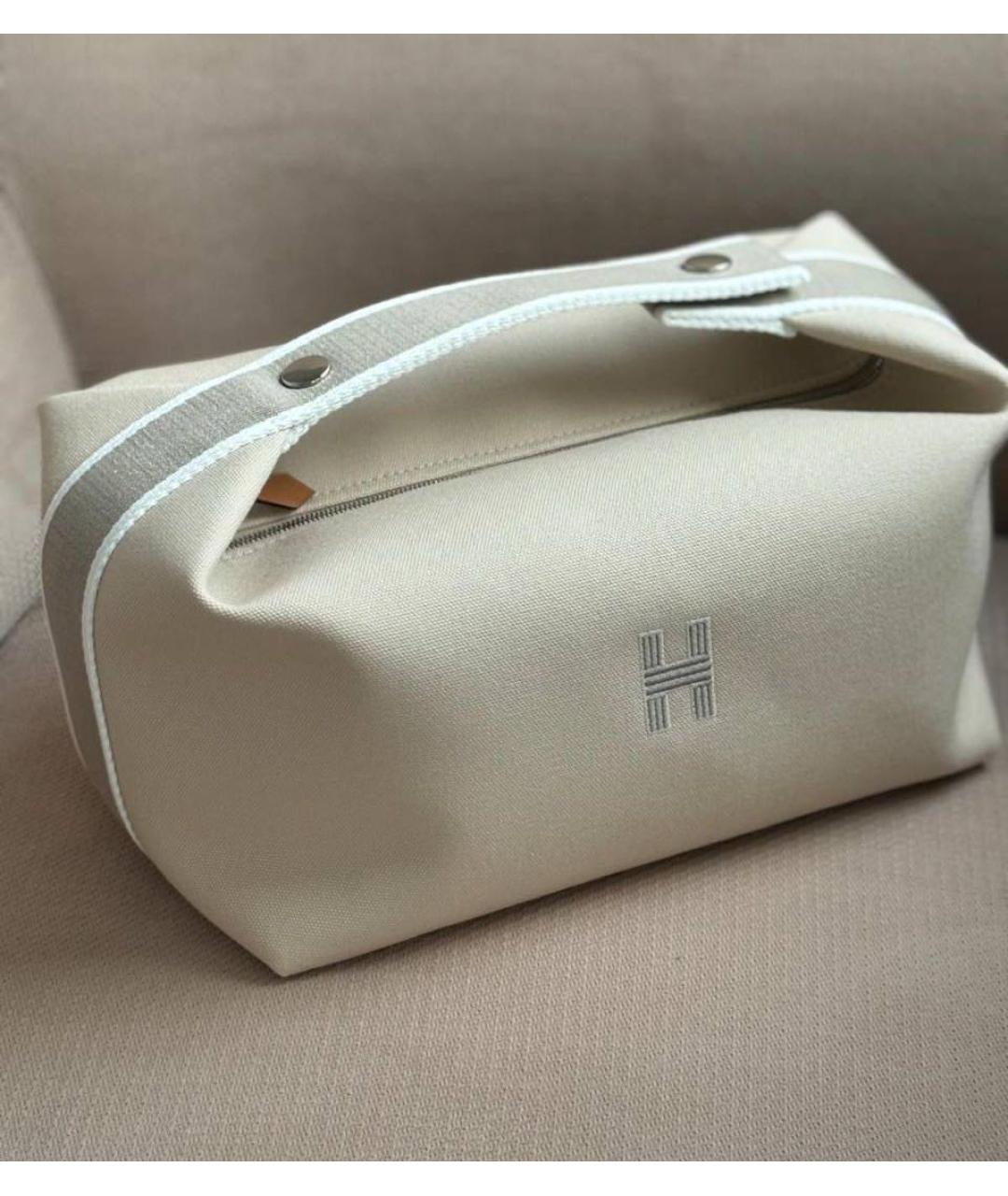 HERMES Бежевая хлопковая сумка с короткими ручками, фото 2