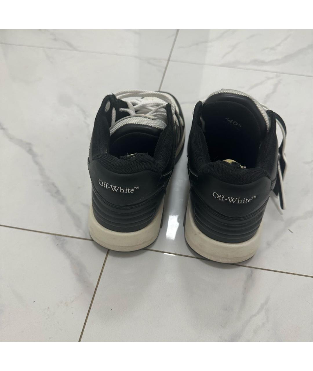 OFF-WHITE Черные кожаные низкие кроссовки / кеды, фото 3