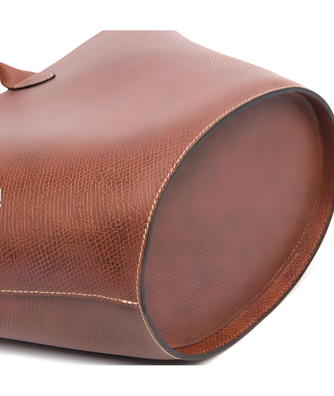 LONGCHAMP Коричневая кожаная сумка тоут, фото 6
