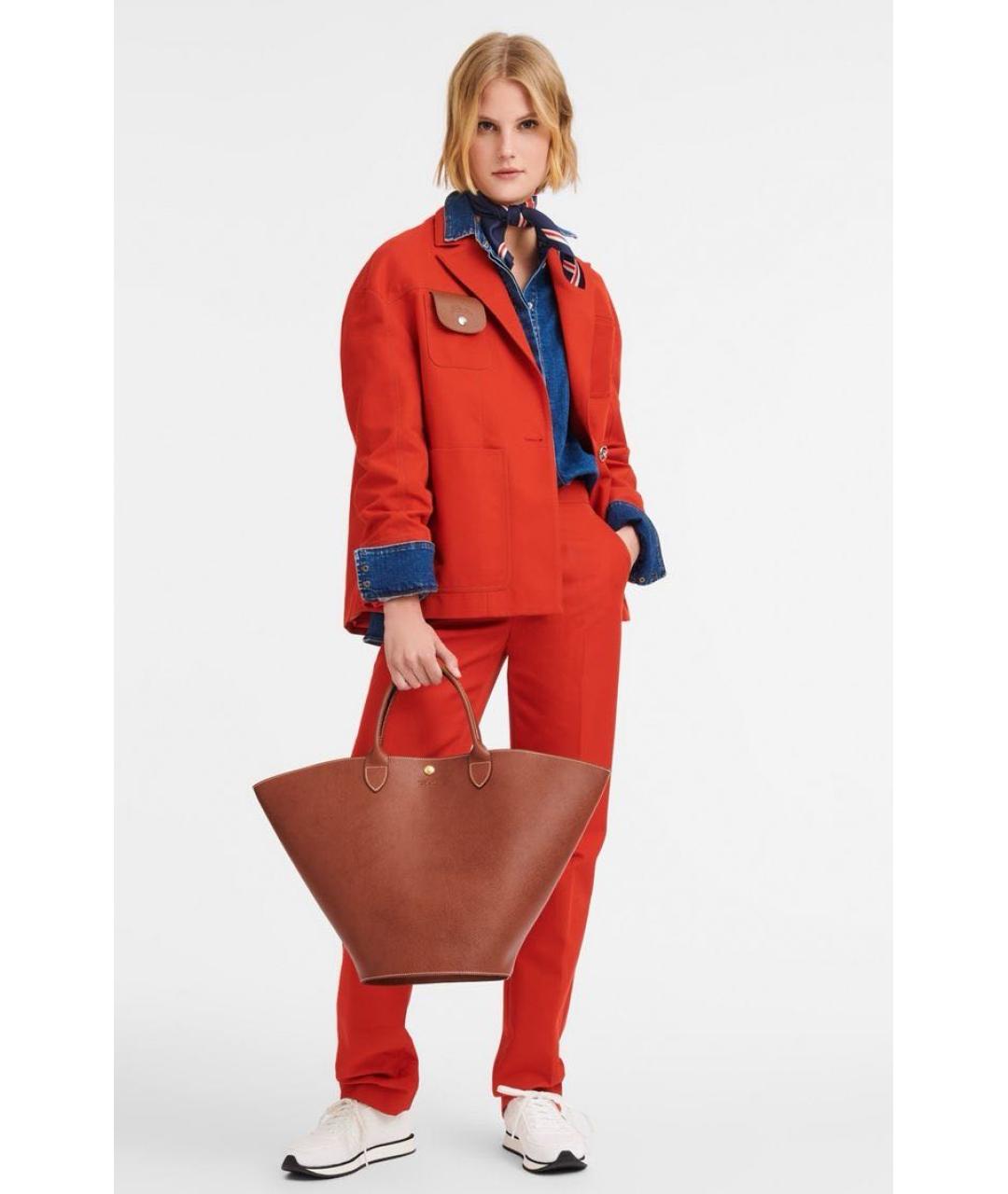 LONGCHAMP Коричневая кожаная сумка тоут, фото 3