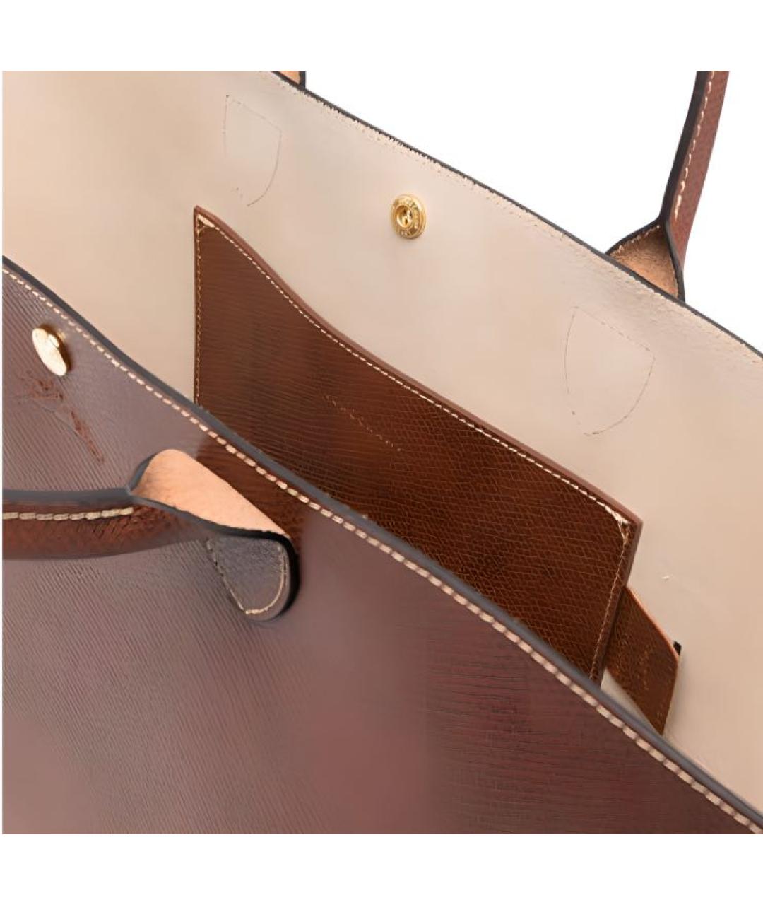 LONGCHAMP Коричневая кожаная сумка тоут, фото 5