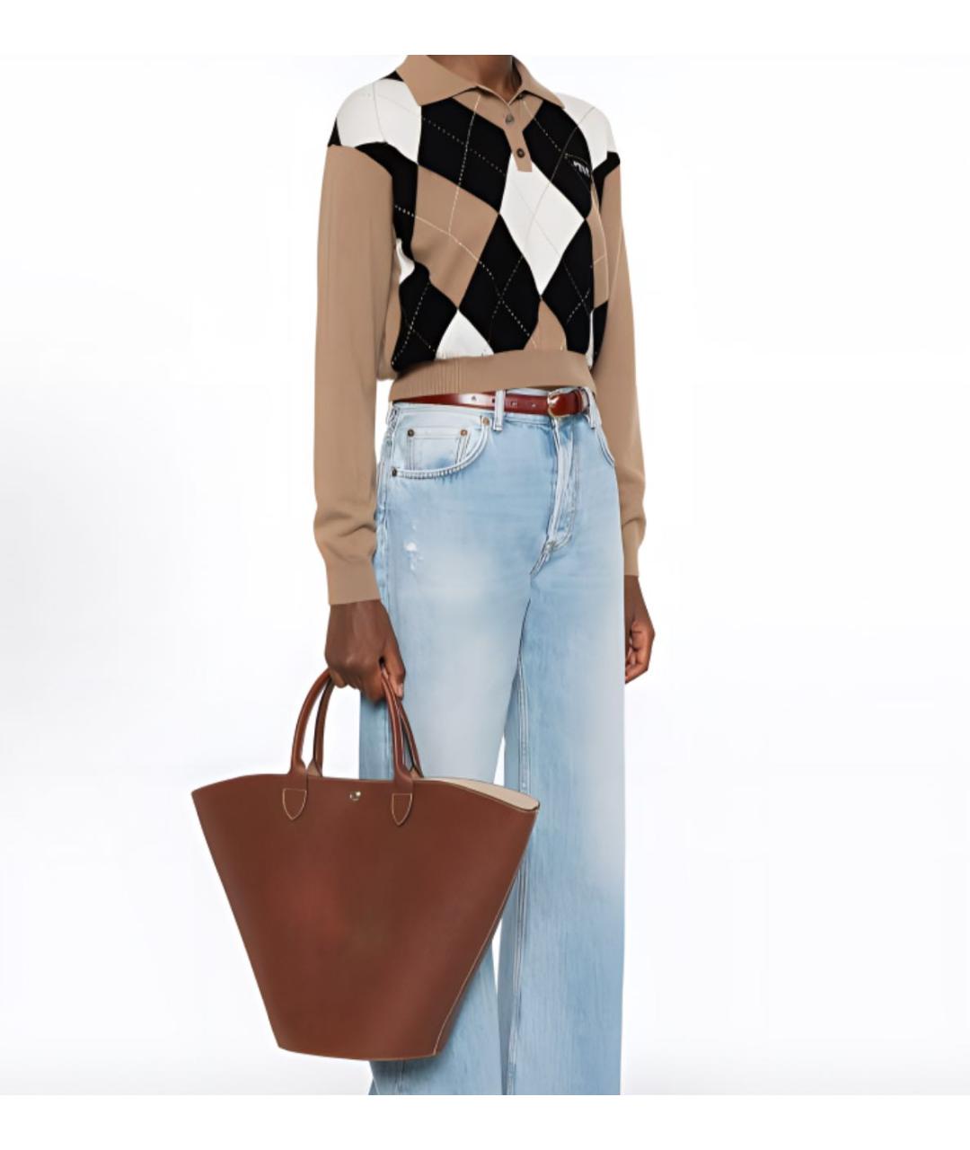 LONGCHAMP Коричневая кожаная сумка тоут, фото 2
