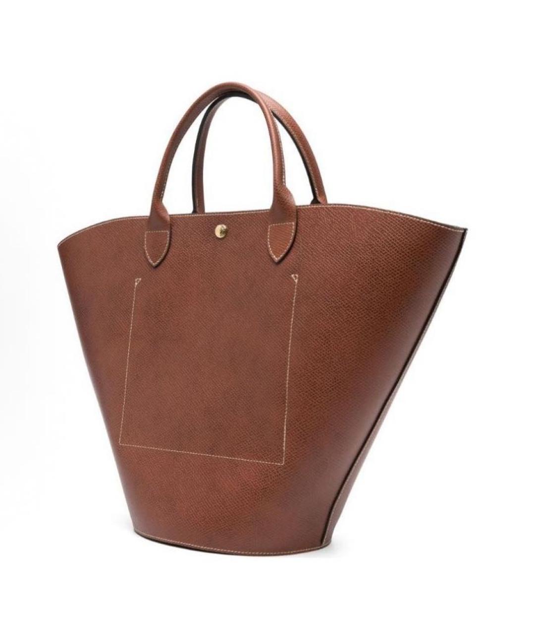 LONGCHAMP Коричневая кожаная сумка тоут, фото 4