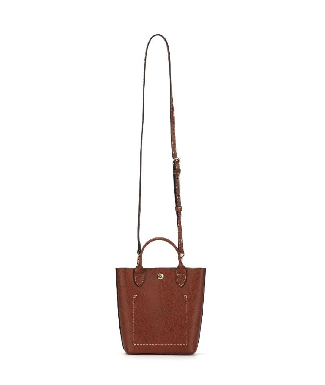 LONGCHAMP Коричневая кожаная сумка с короткими ручками, фото 3
