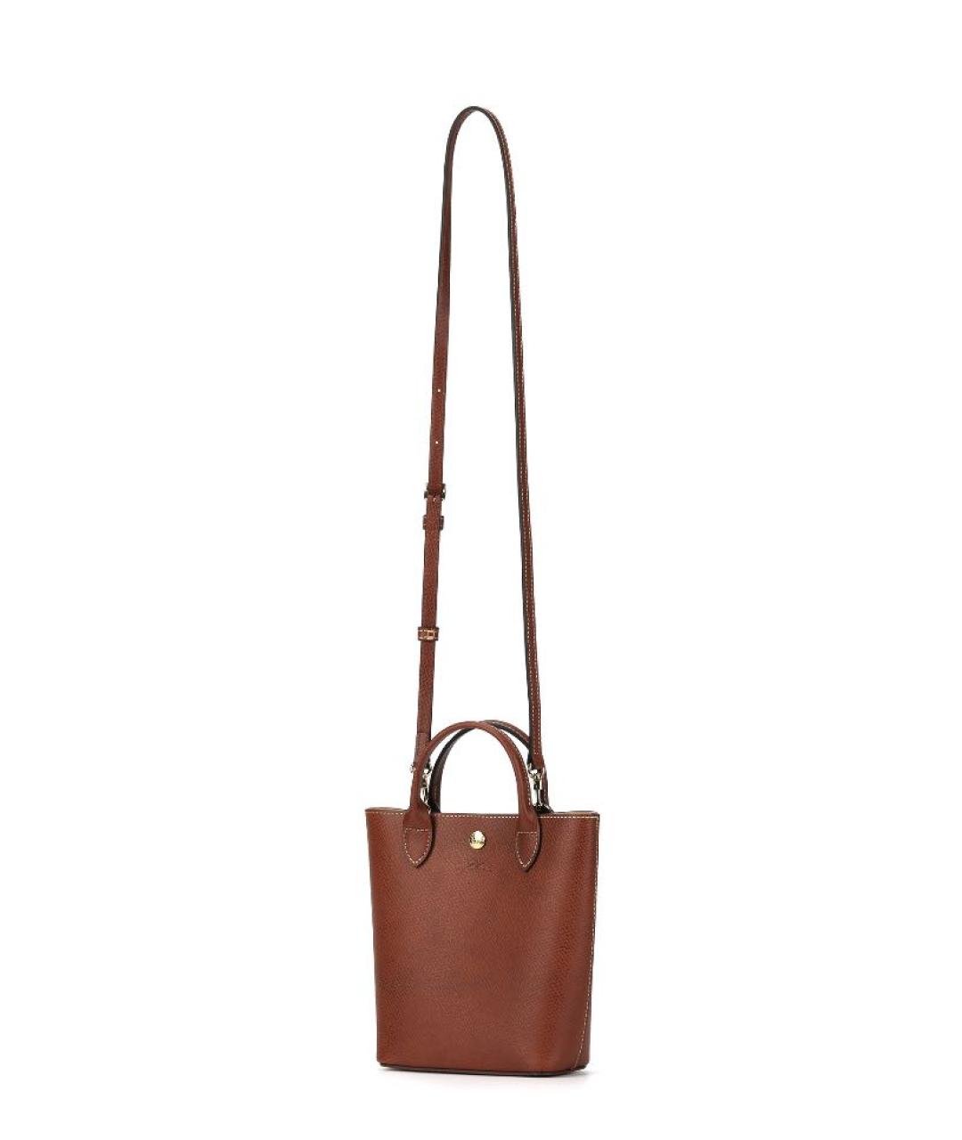 LONGCHAMP Коричневая кожаная сумка с короткими ручками, фото 2