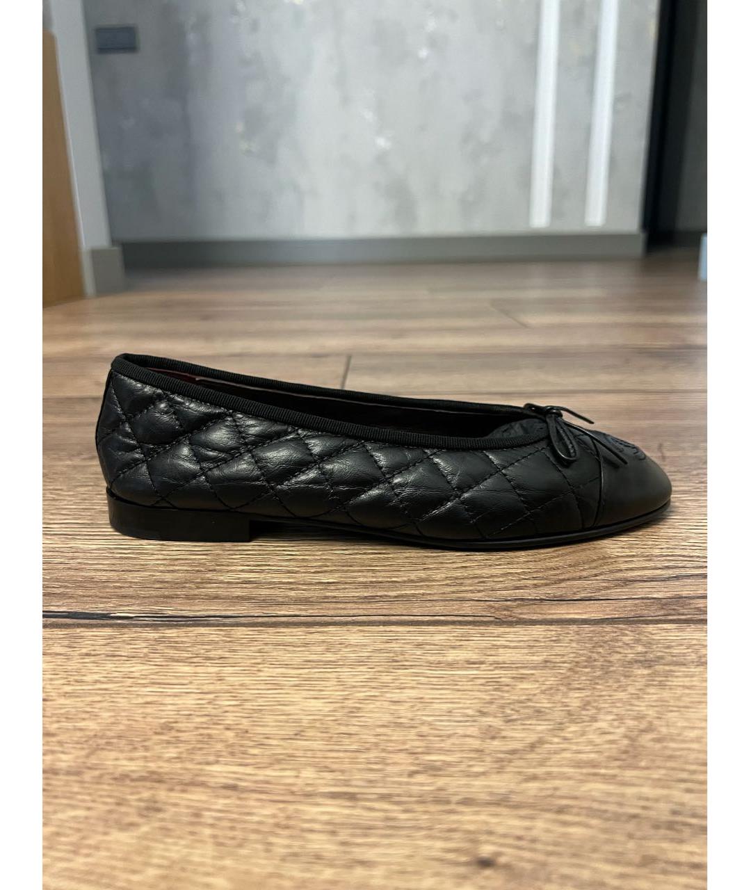 CHANEL Черные кожаные балетки, фото 9