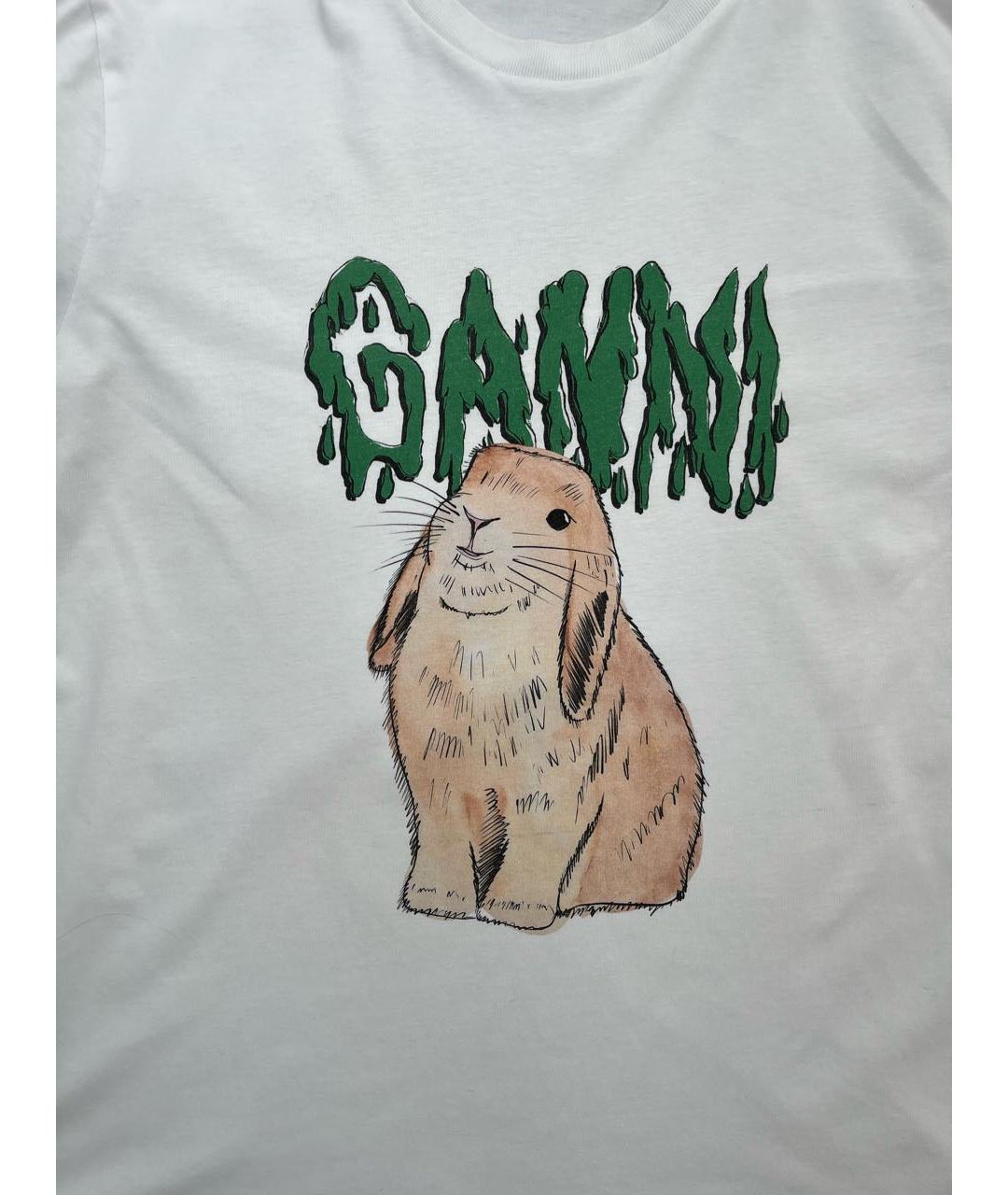GANNI Белая хлопковая футболка, фото 2