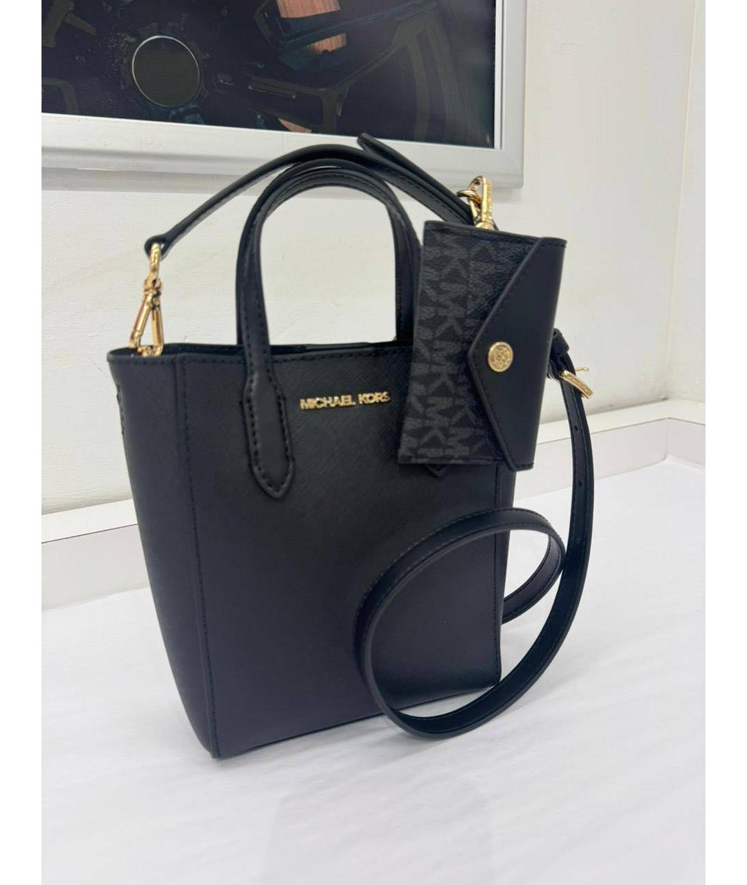 MICHAEL KORS Черная кожаная сумка с короткими ручками, фото 3