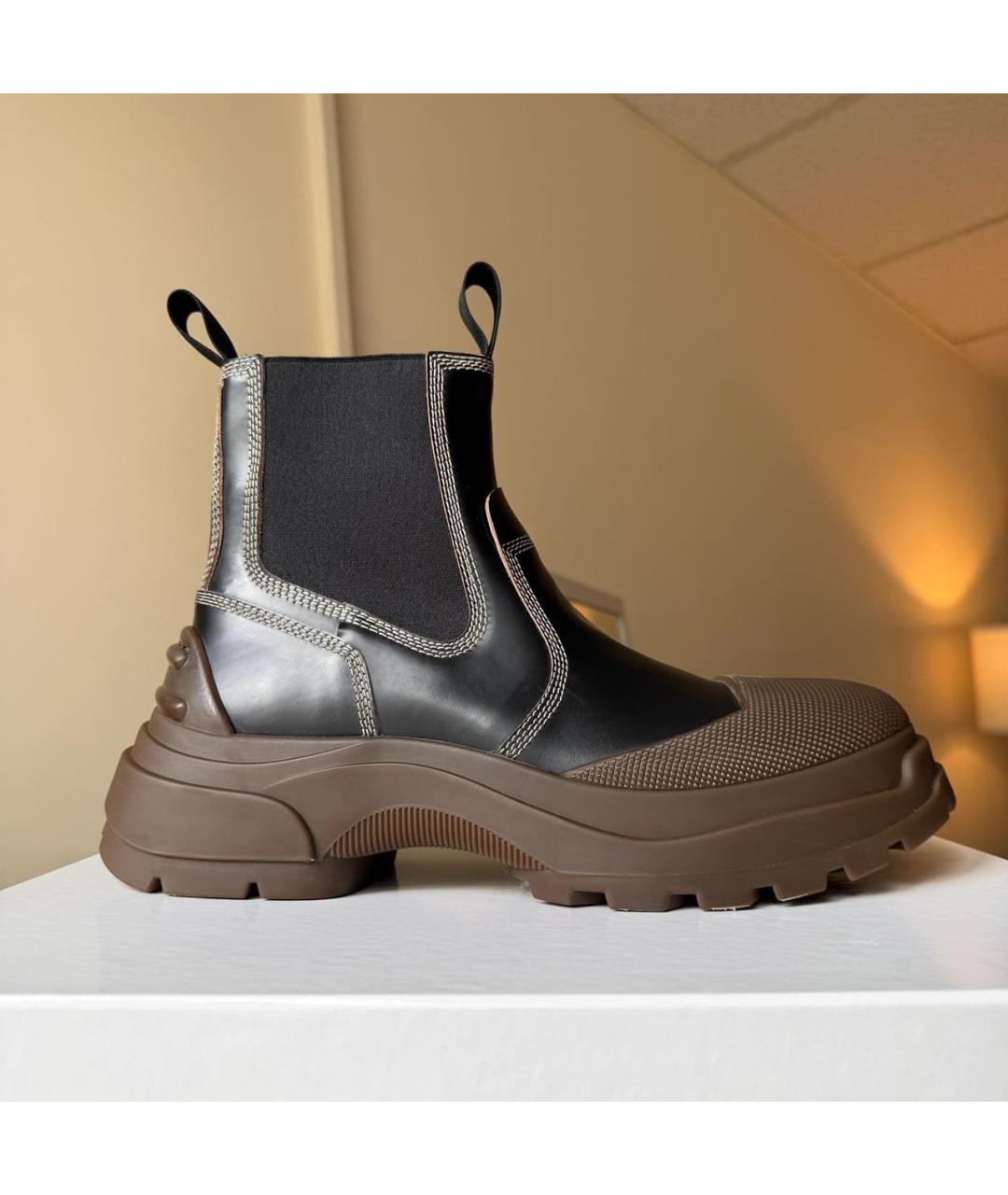 MAISON MARGIELA Черные кожаные высокие ботинки, фото 9