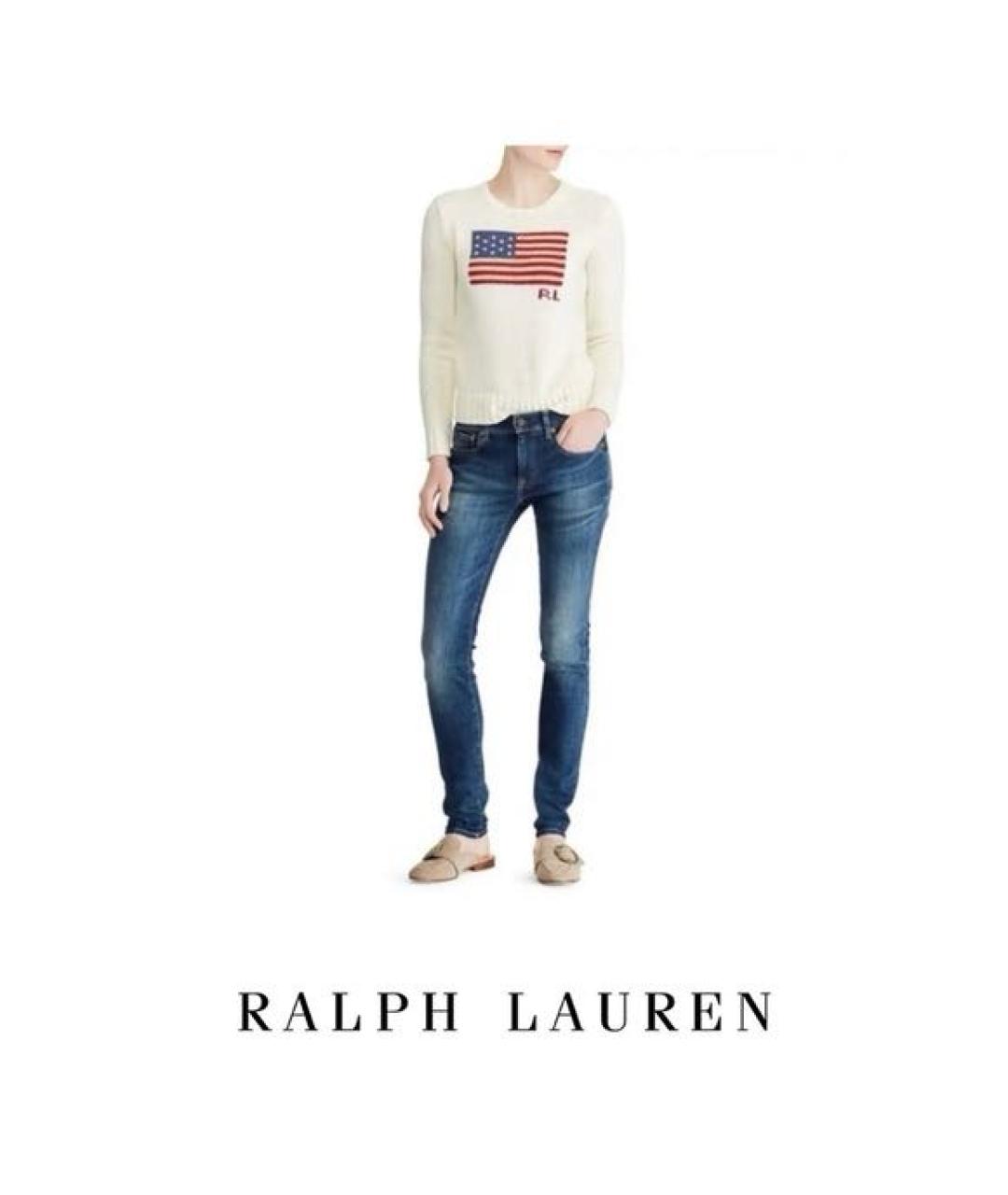 RALPH LAUREN Темно-синие хлопко-эластановые джинсы слим, фото 3