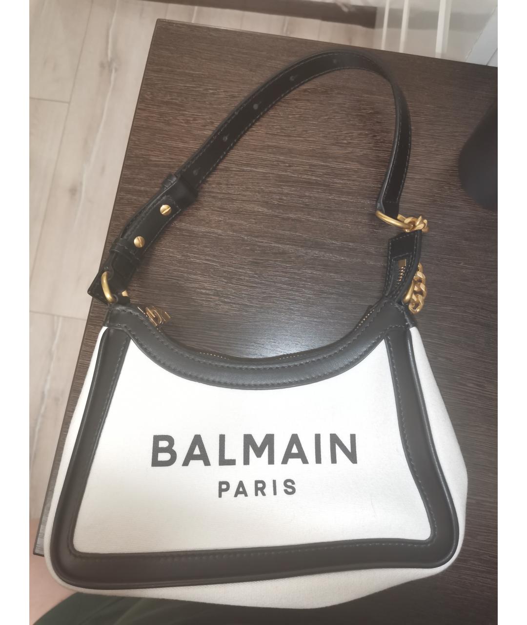 BALMAIN Белая тканевая сумка через плечо, фото 4