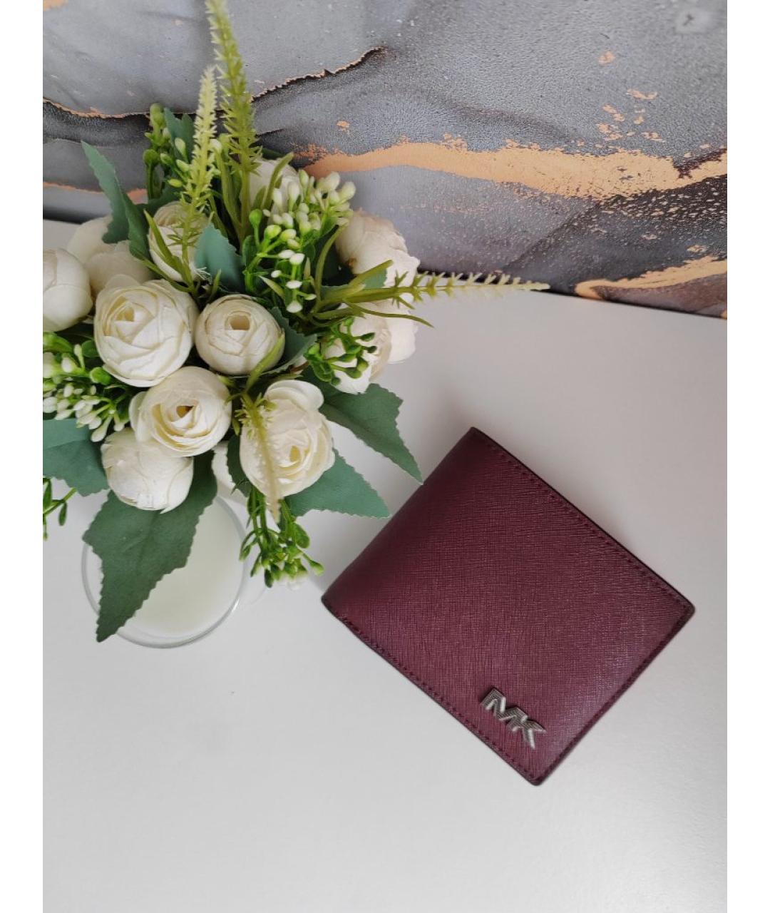 MICHAEL KORS Бордовый кожаный кошелек, фото 4