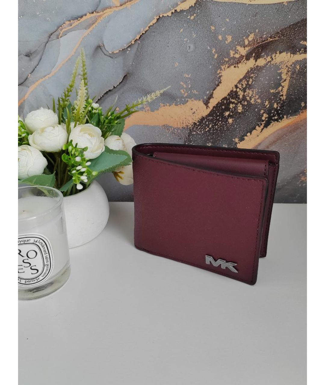 MICHAEL KORS Бордовый кожаный кошелек, фото 5