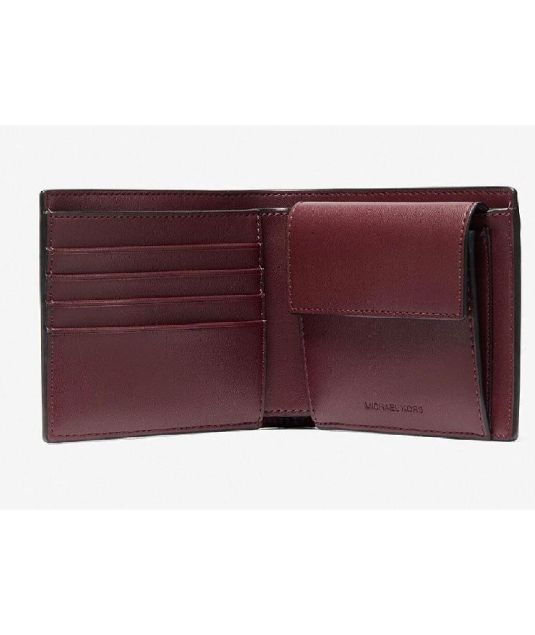 MICHAEL KORS Бордовый кожаный кошелек, фото 3