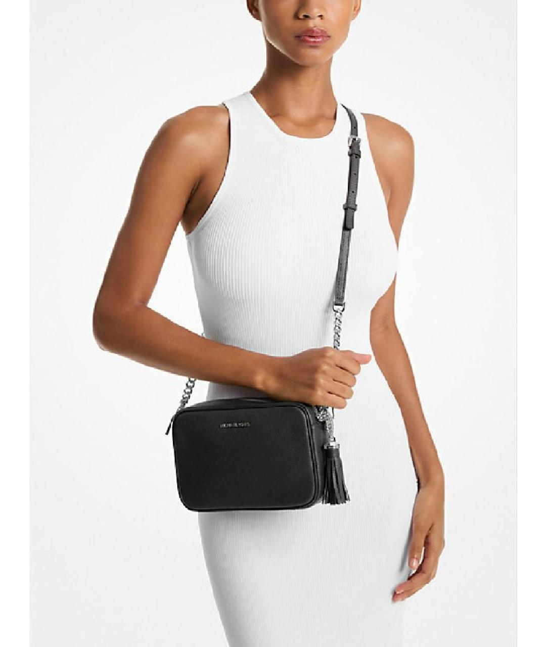 MICHAEL KORS Черная кожаная сумка через плечо, фото 4