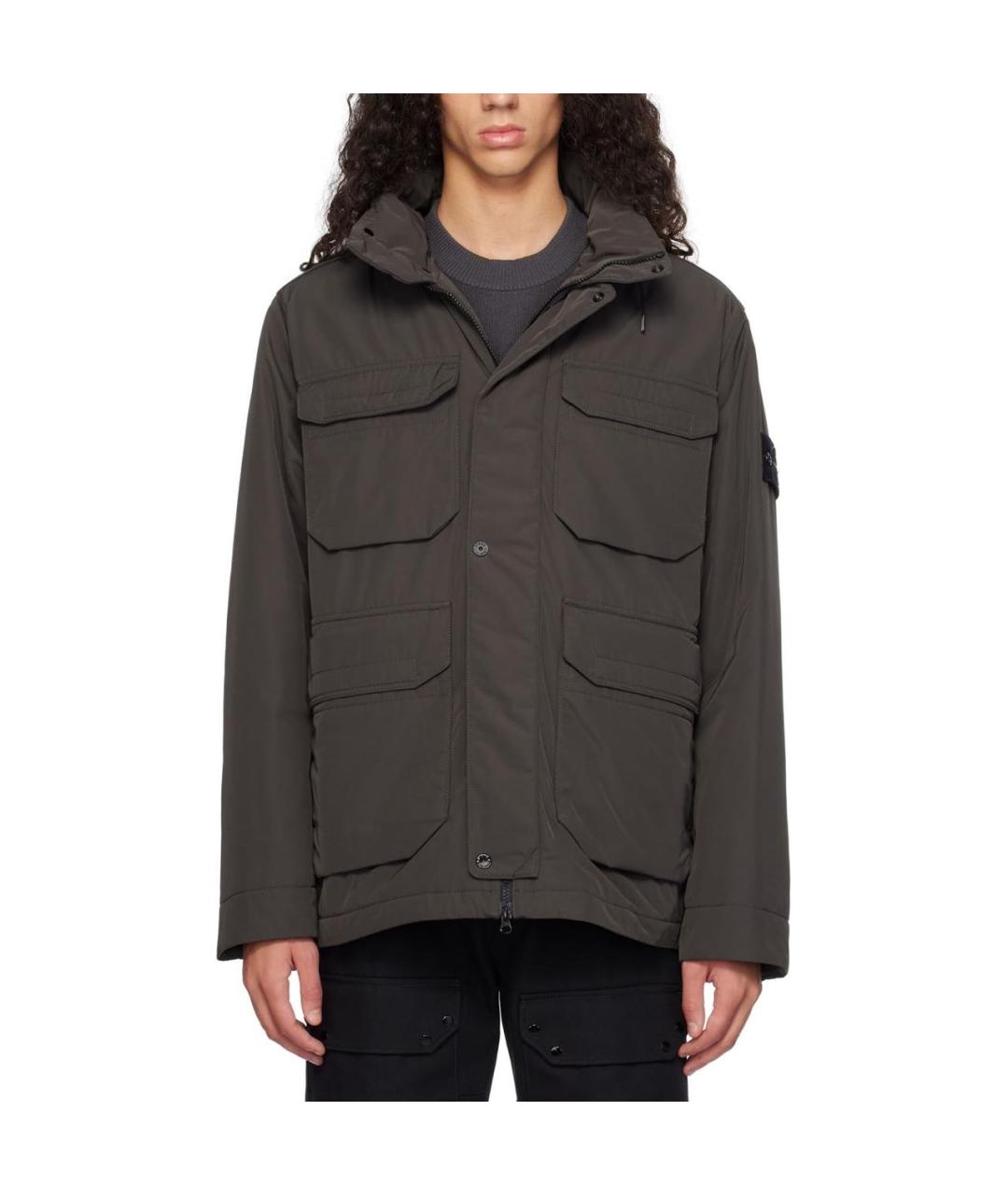 STONE ISLAND Антрацитовая синтетическая куртка, фото 4
