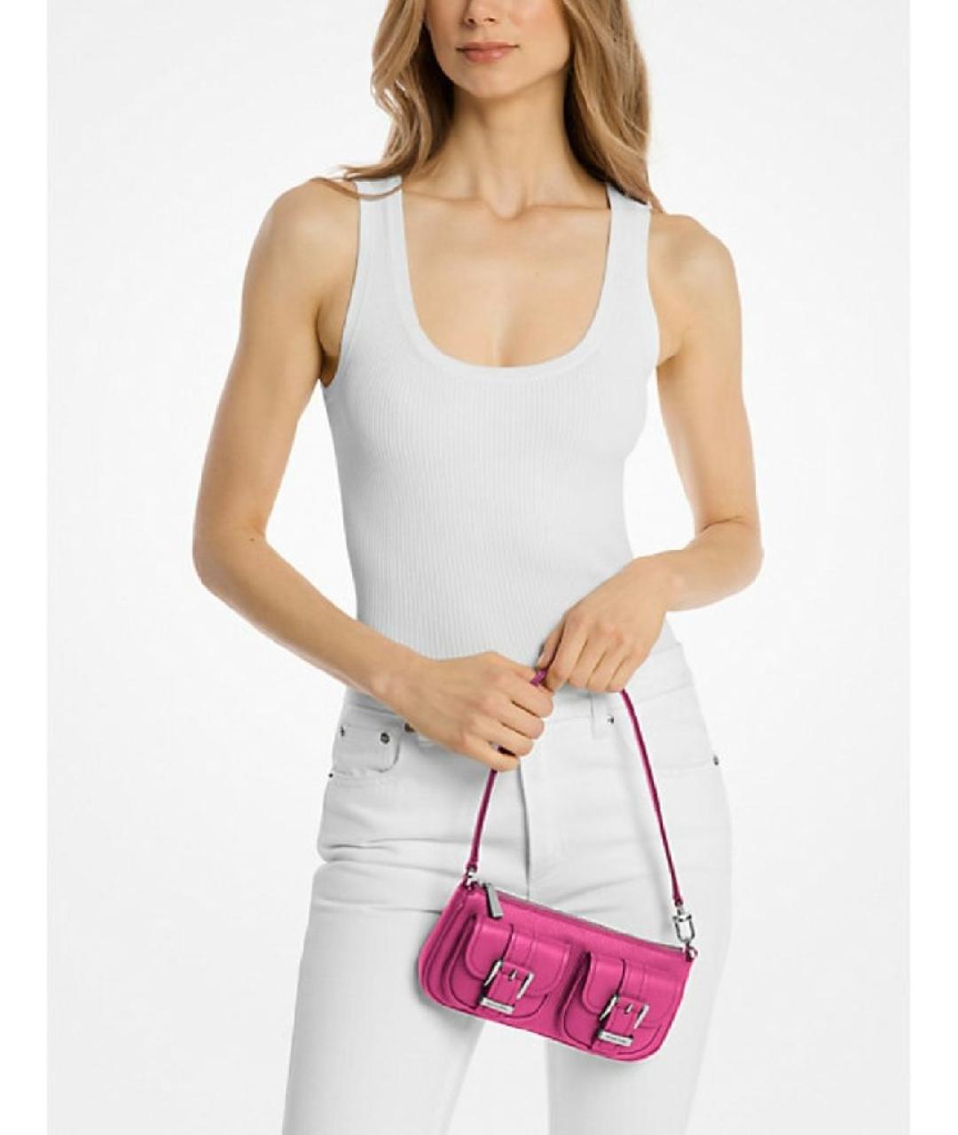 MICHAEL KORS Фуксия кожаная сумка с короткими ручками, фото 3