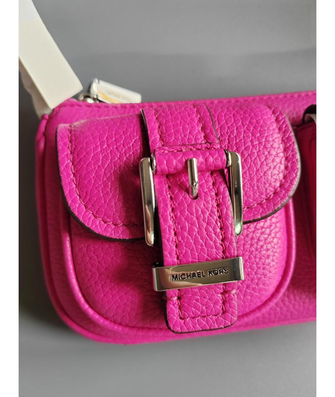 MICHAEL KORS Фуксия кожаная сумка с короткими ручками, фото 7