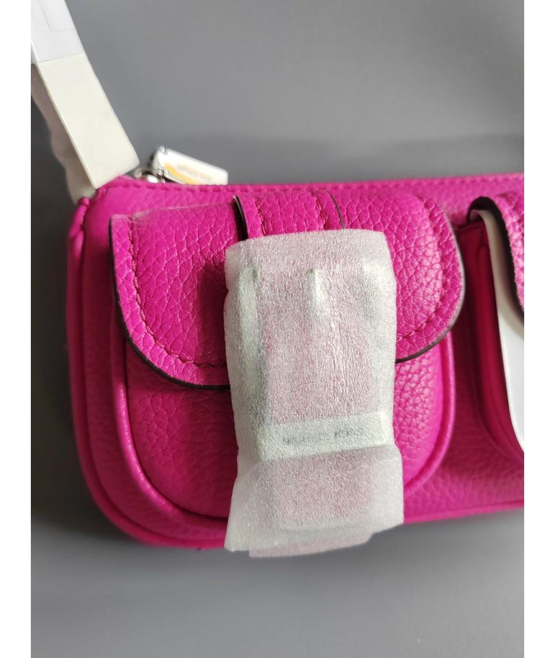 MICHAEL KORS Фуксия кожаная сумка с короткими ручками, фото 5