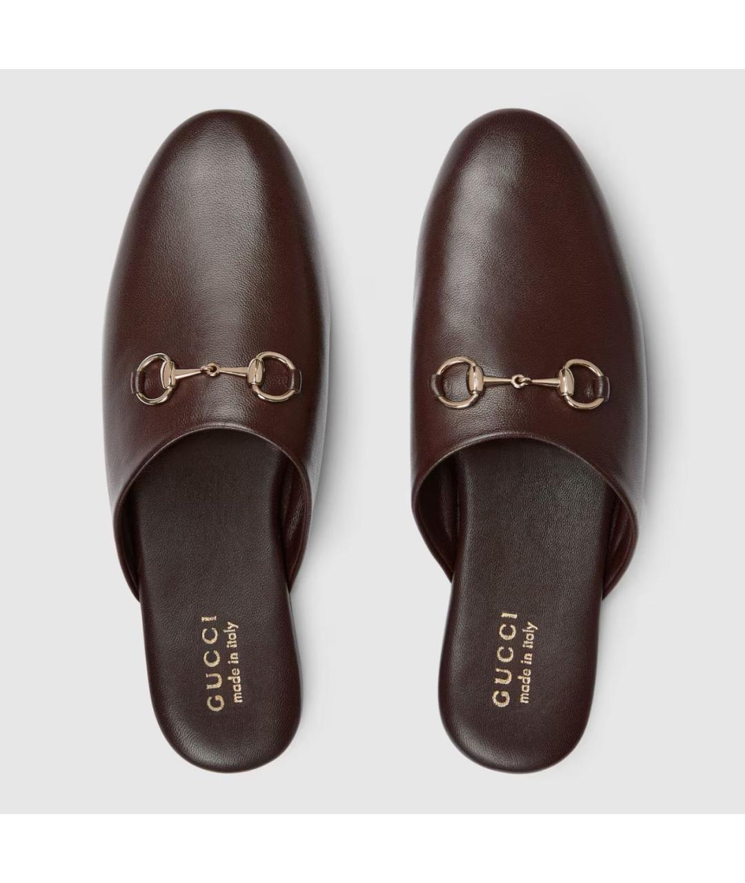 GUCCI Коричневые кожаные мюли, фото 5