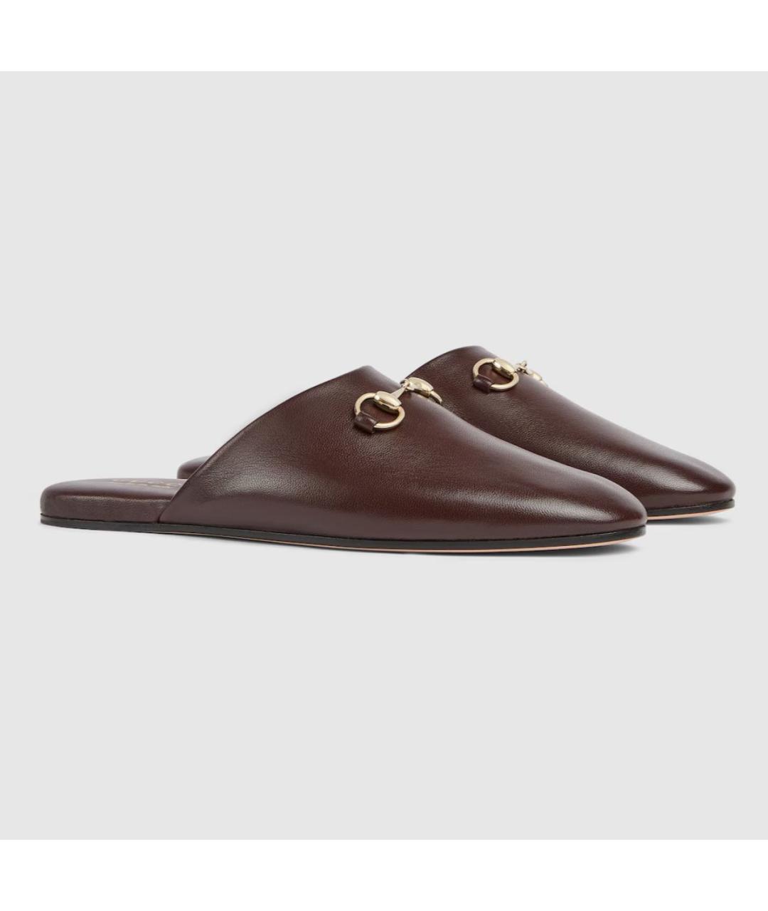 GUCCI Коричневые кожаные мюли, фото 2