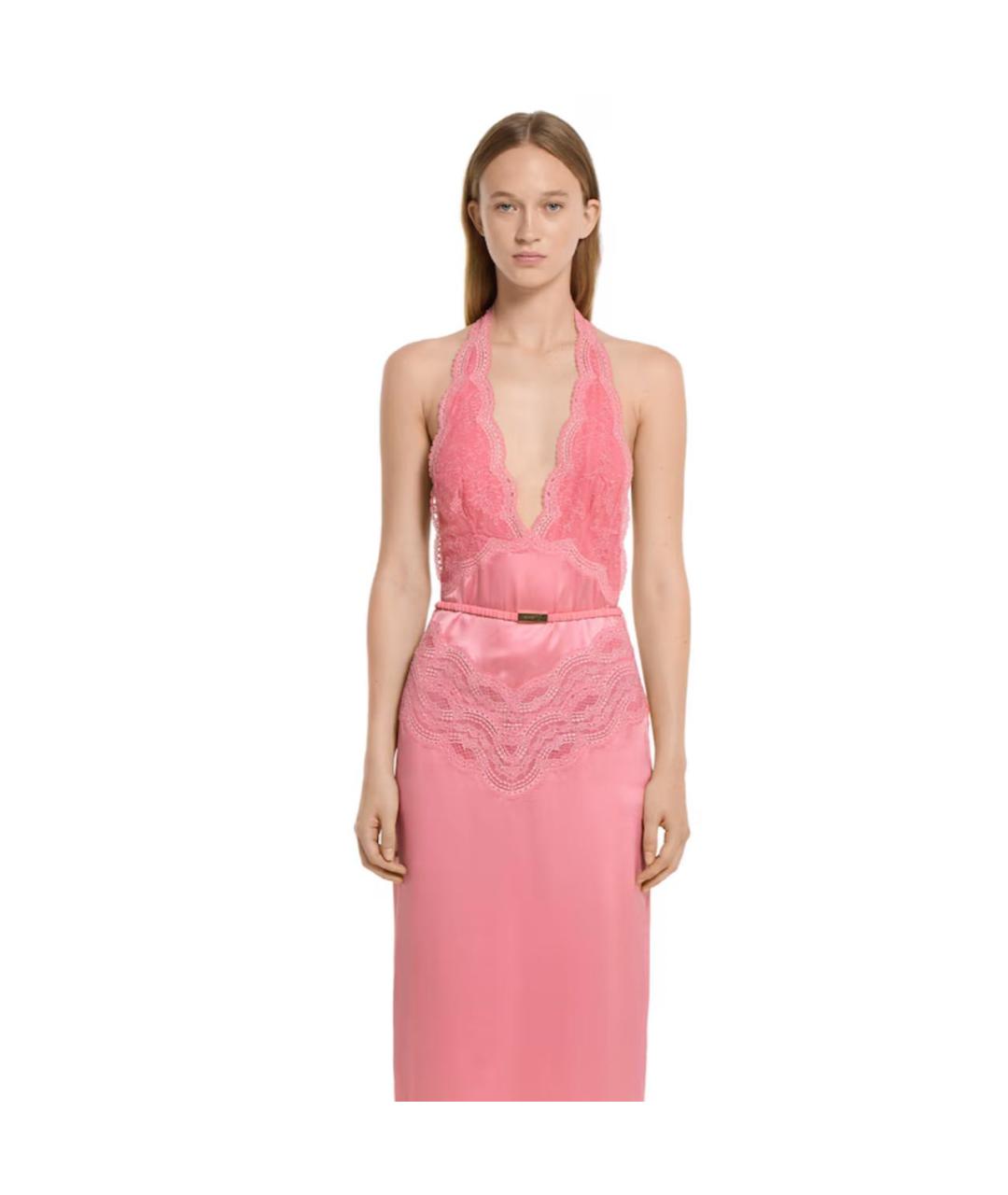 GUCCI Розовое атласное платье, фото 3