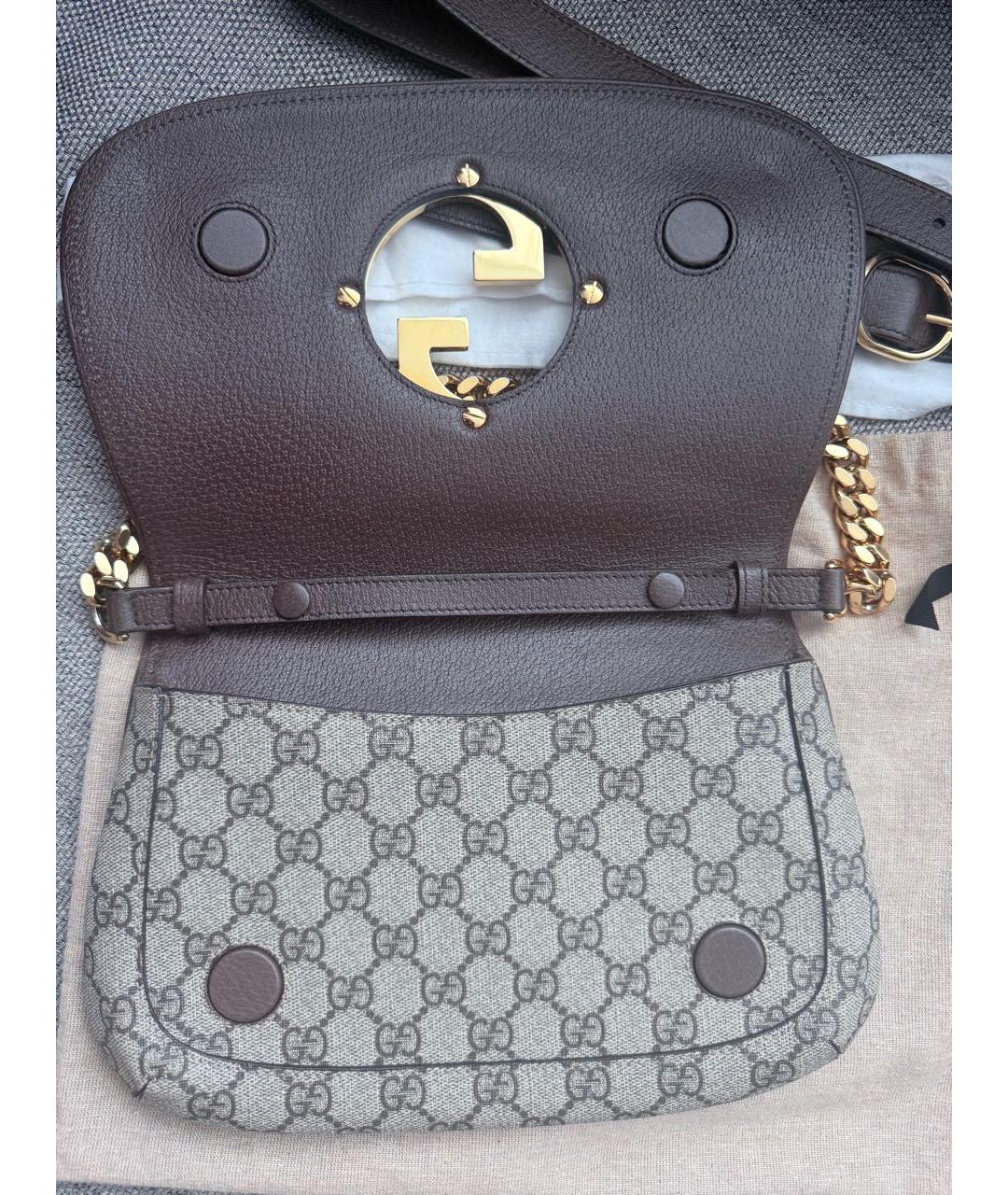 GUCCI Коричневая кожаная сумка с короткими ручками, фото 5