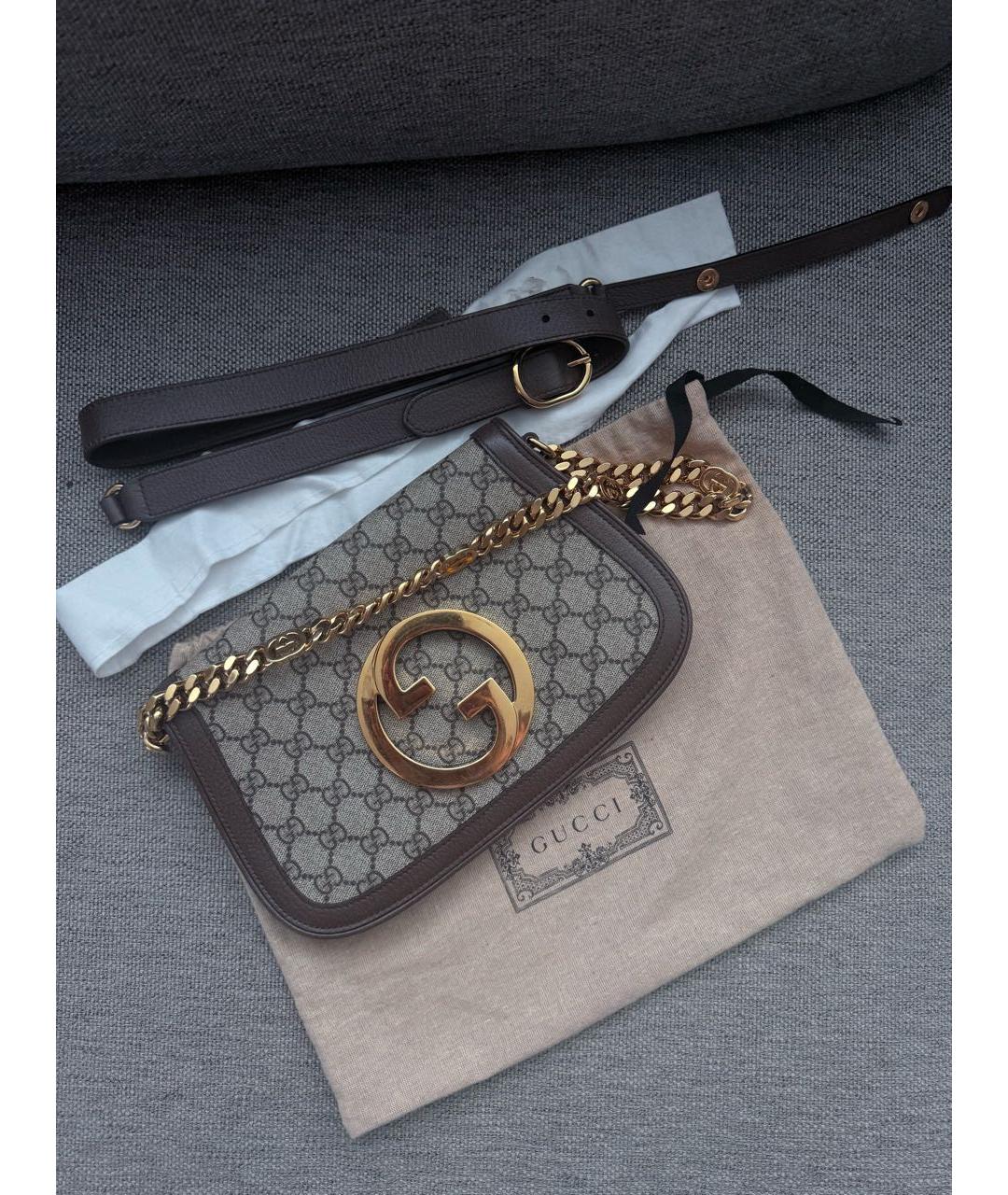 GUCCI Коричневая кожаная сумка с короткими ручками, фото 2
