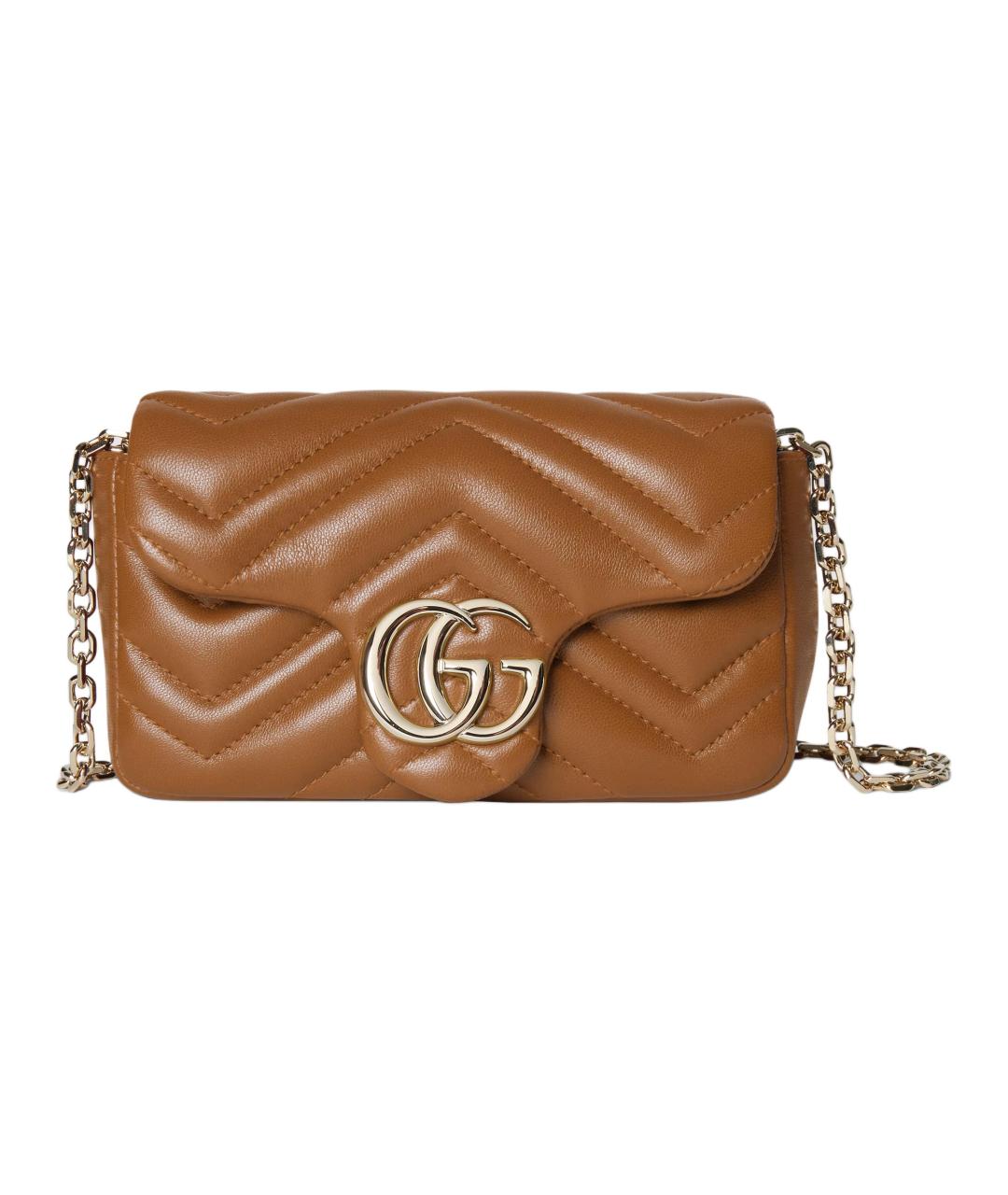 GUCCI Коричневая кожаная сумка через плечо, фото 1