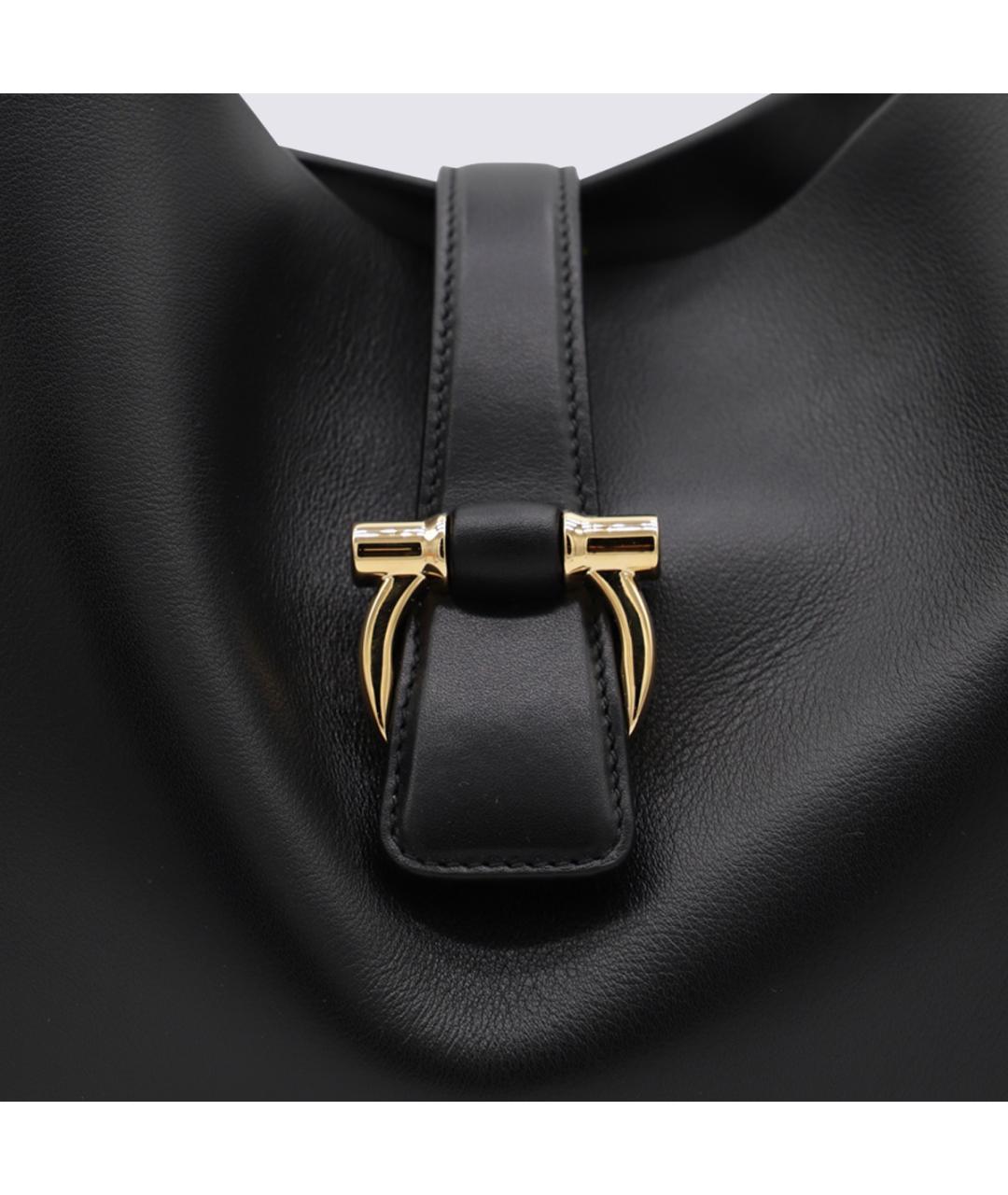 FERRAGAMO Черная кожаная сумка тоут, фото 4