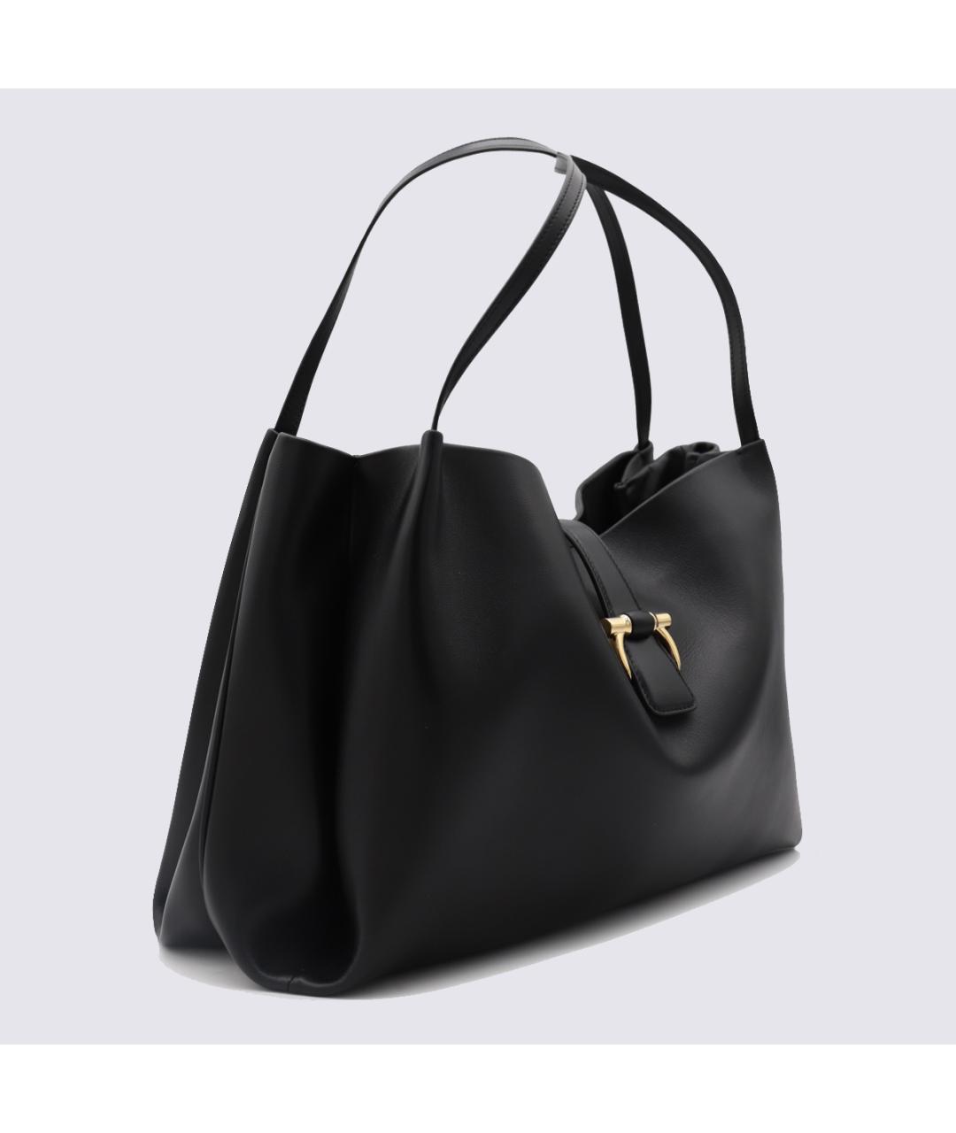 FERRAGAMO Черная кожаная сумка тоут, фото 3