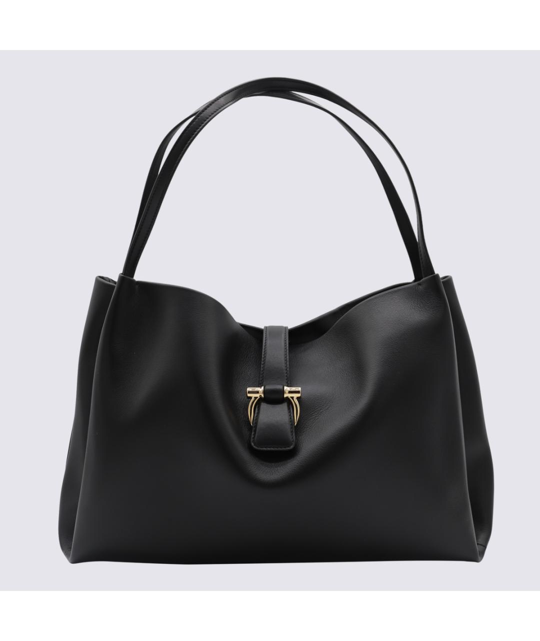 FERRAGAMO Черная кожаная сумка тоут, фото 5