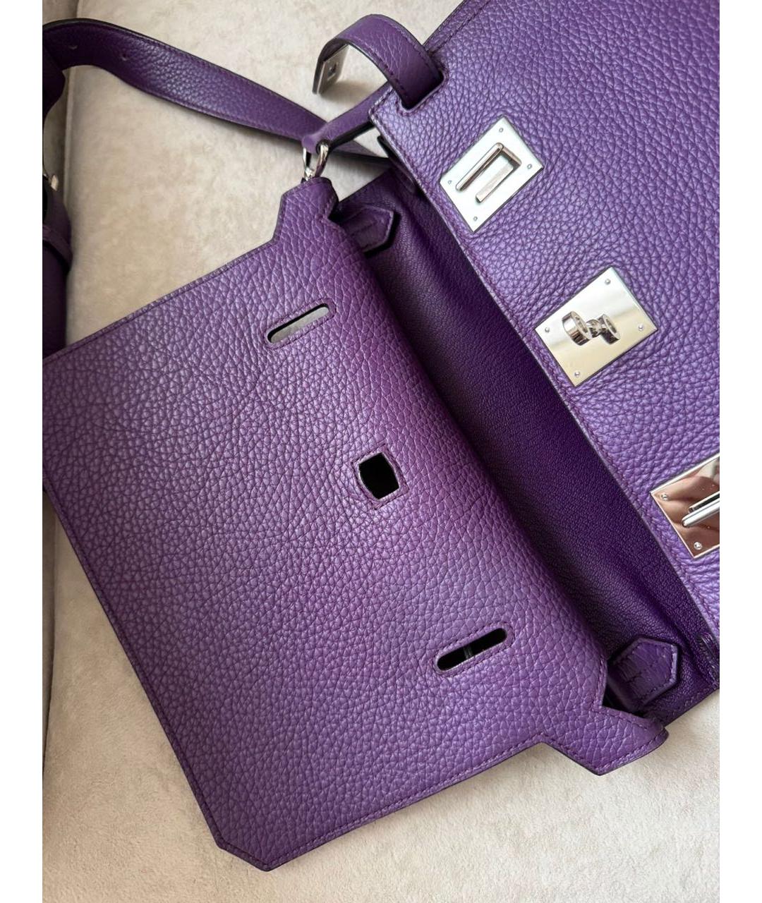 HERMES Фиолетовая кожаная сумка через плечо, фото 8