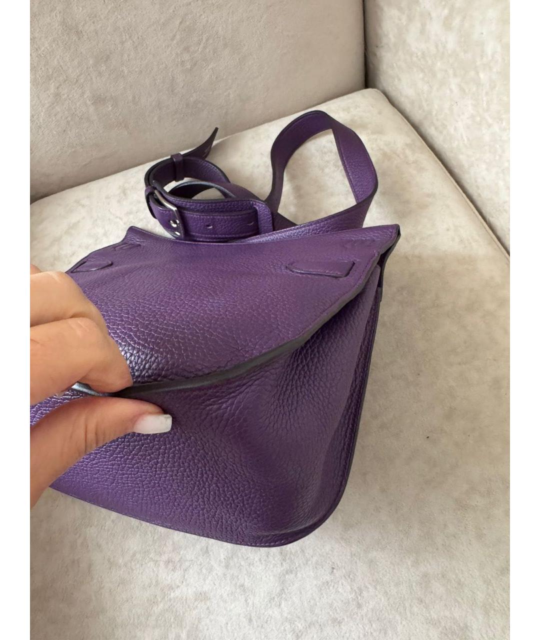 HERMES Фиолетовая кожаная сумка через плечо, фото 4