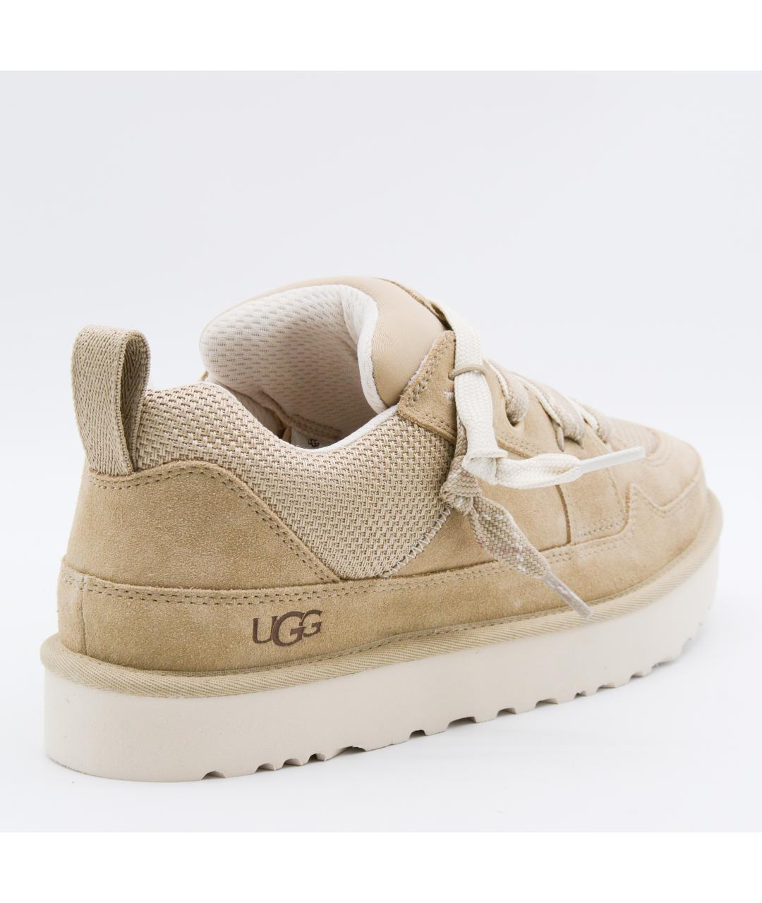 UGG AUSTRALIA Бежевые кожаные низкие кроссовки / кеды, фото 2