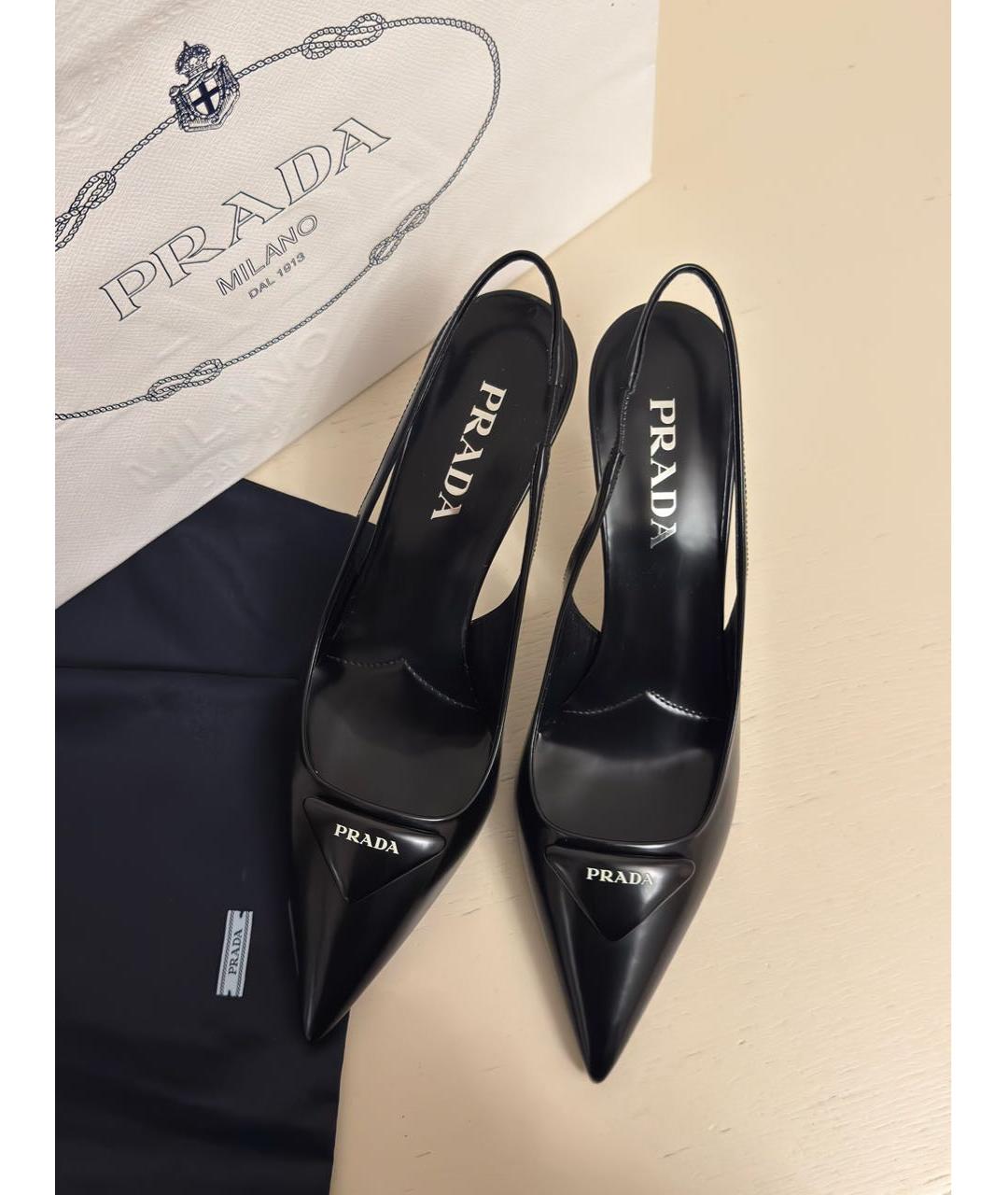 PRADA Черные кожаные туфли, фото 2