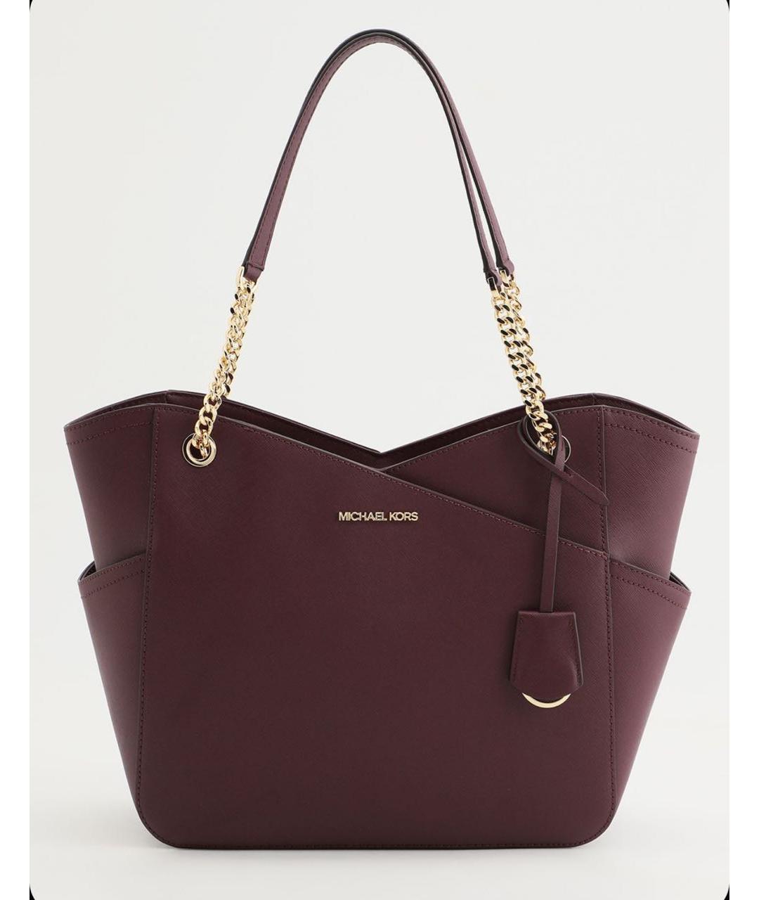 MICHAEL KORS Бордовая кожаная сумка тоут, фото 9
