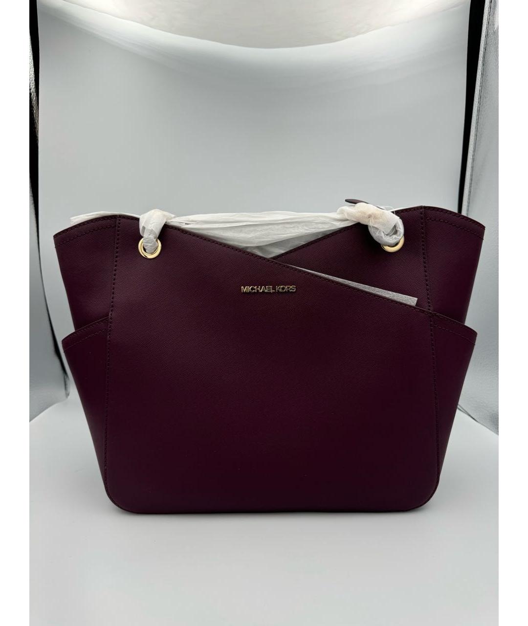 MICHAEL KORS Бордовая кожаная сумка тоут, фото 7