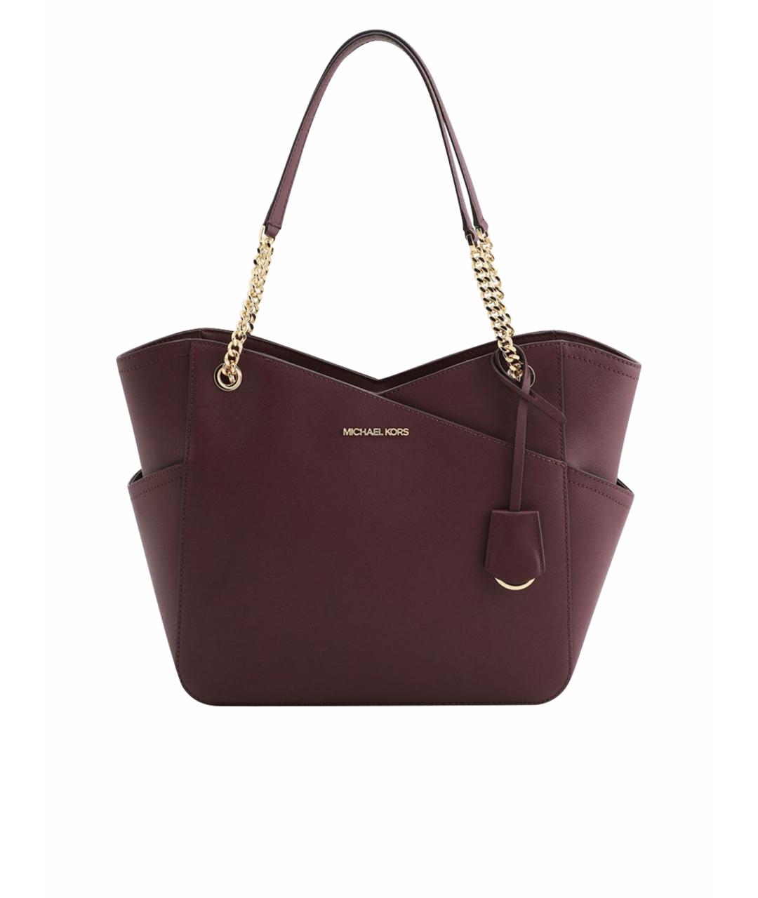 MICHAEL KORS Бордовая кожаная сумка тоут, фото 1