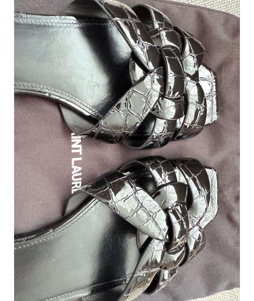 SAINT LAURENT Черные сандалии из лакированной кожи, фото 5