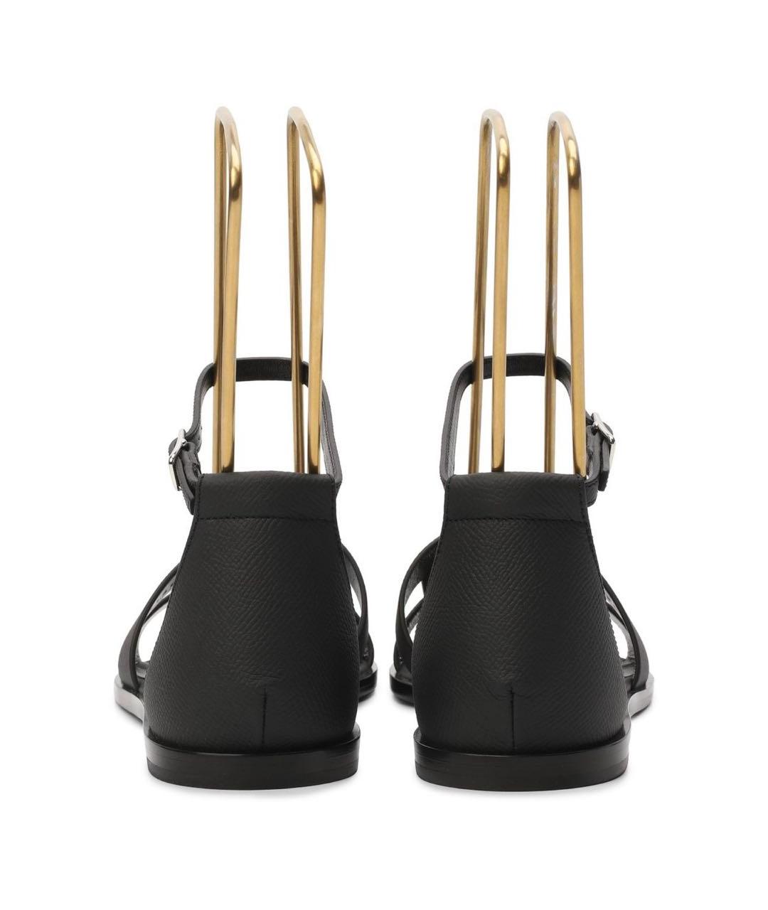 HERMES Черные кожаные сандалии, фото 4